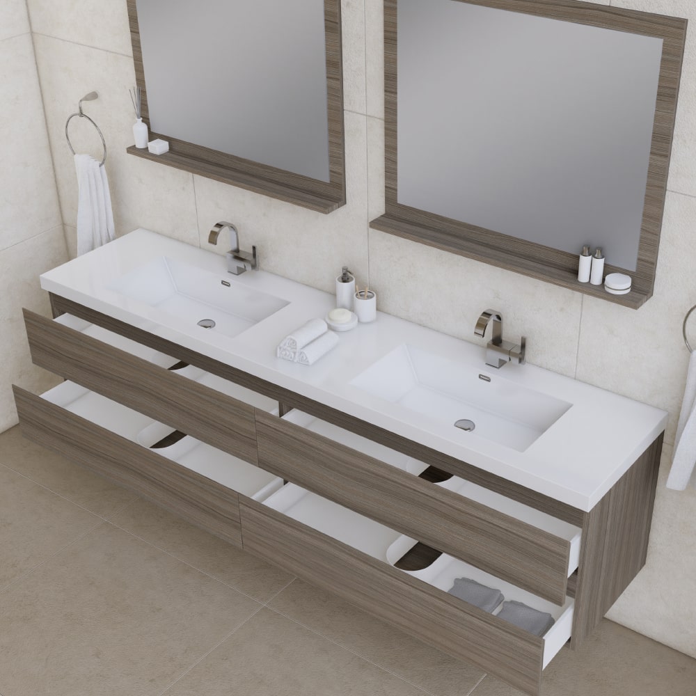 Paterno 84" Wall Mounted Double Bathroom Vanity