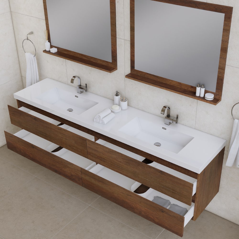 Paterno 84" Wall Mounted Double Bathroom Vanity