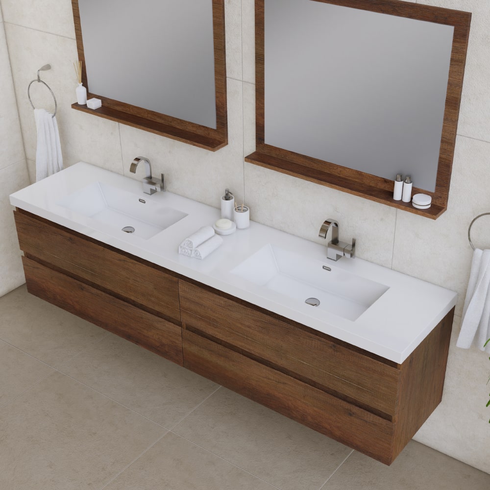 Paterno 84" Wall Mounted Double Bathroom Vanity
