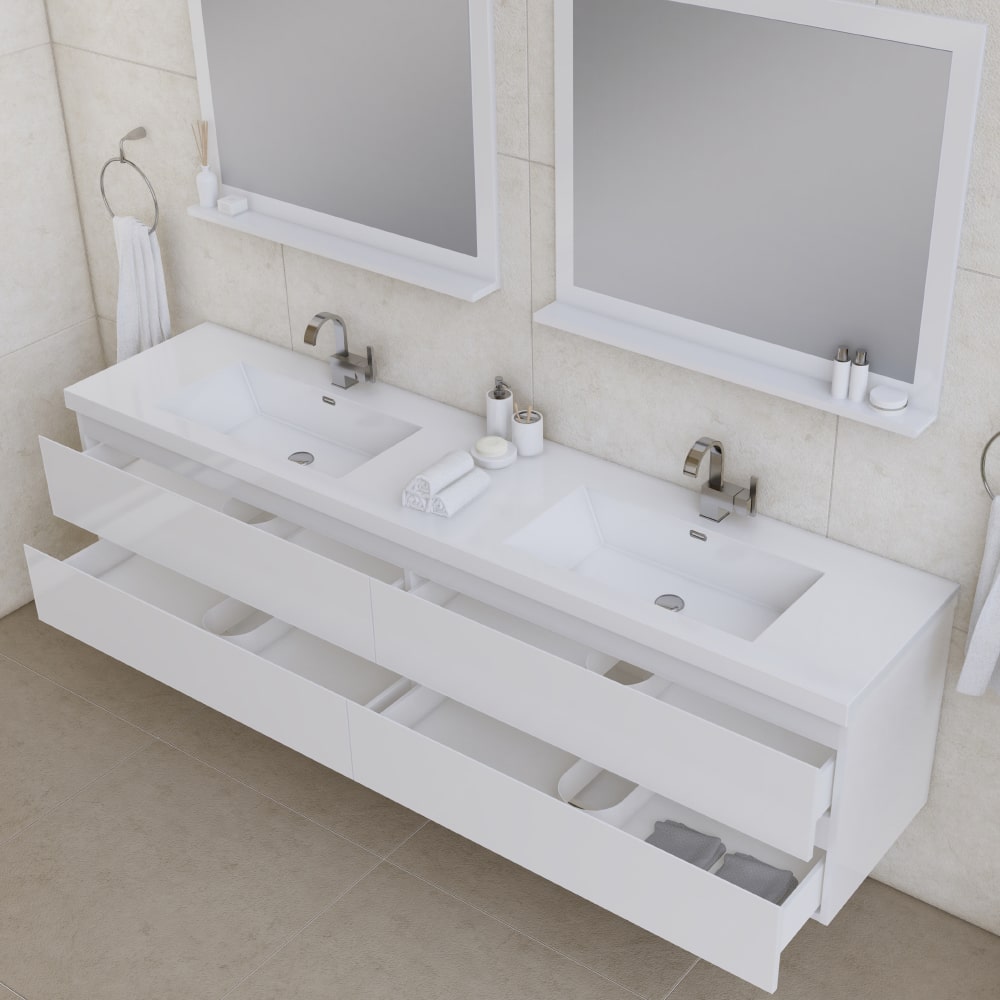Paterno 84" Wall Mounted Double Bathroom Vanity