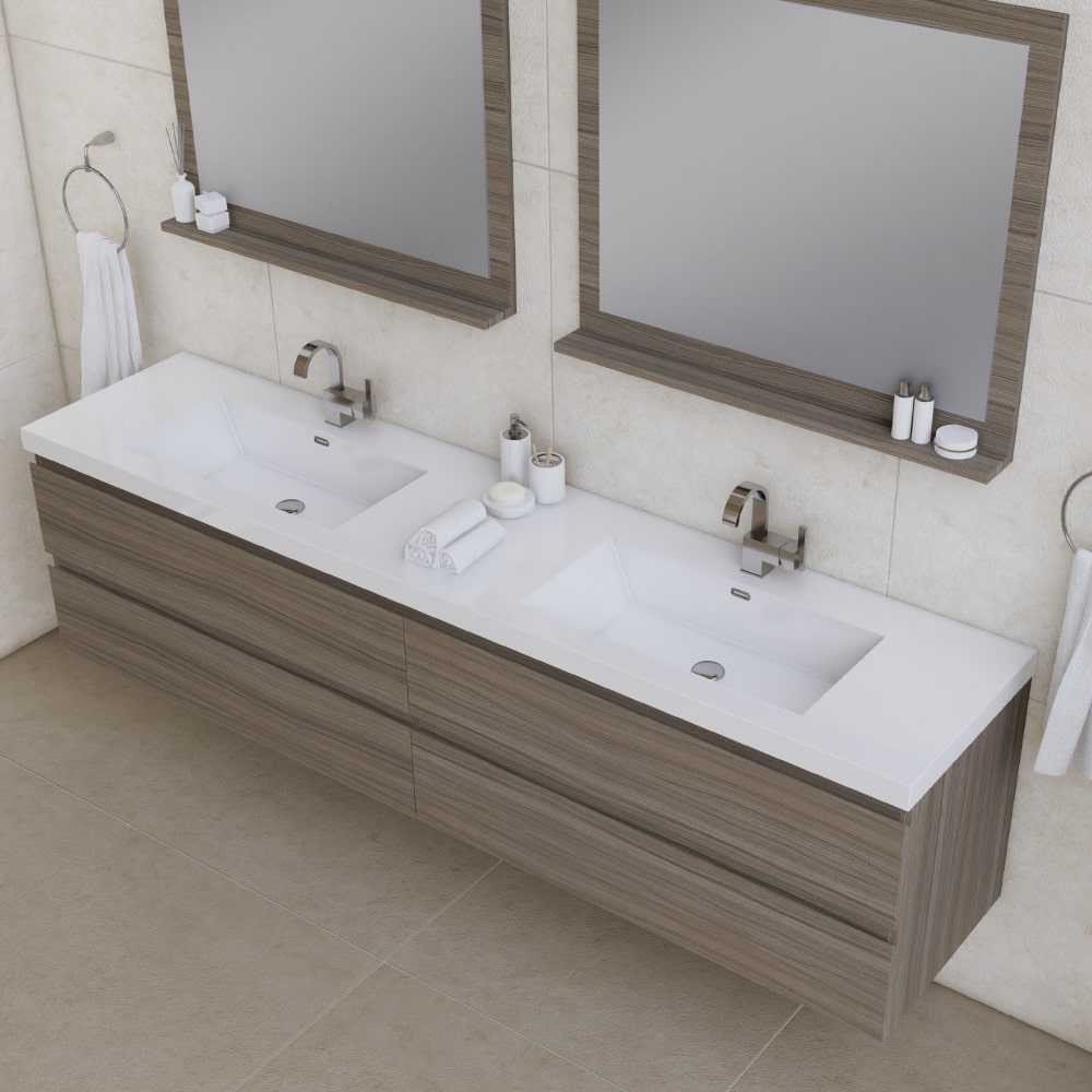 Paterno 84" Wall Mounted Double Bathroom Vanity