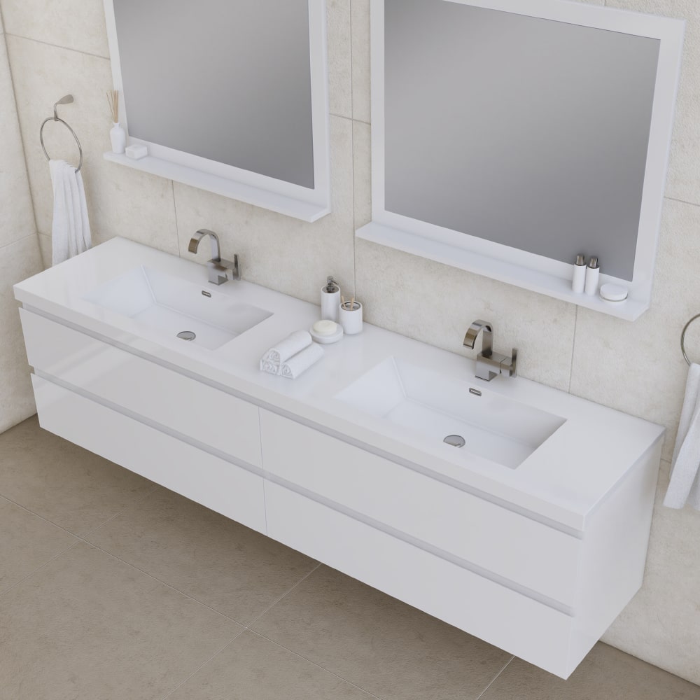 Paterno 84" Wall Mounted Double Bathroom Vanity