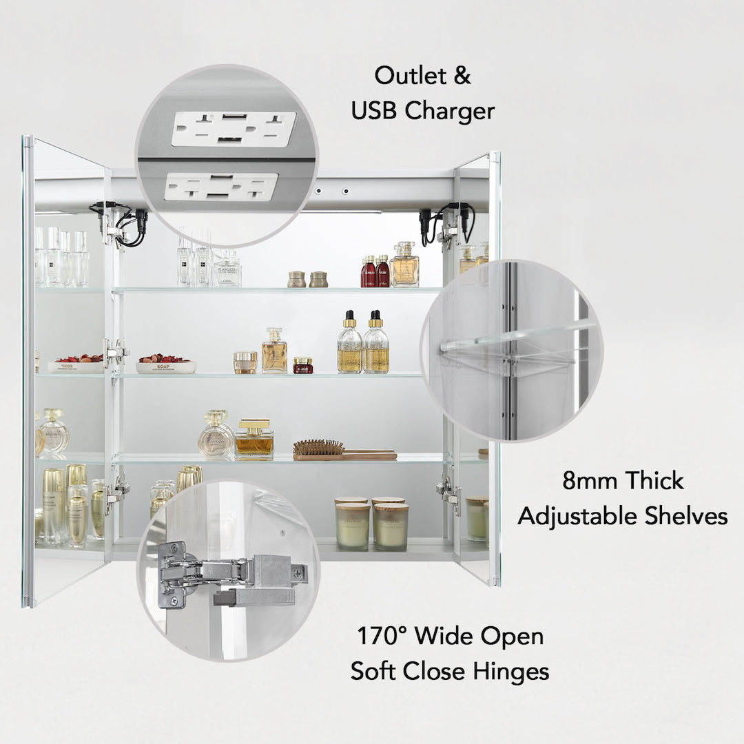 Pillar – 30 Inches LED Medicine Cabinet Vanity Plus
