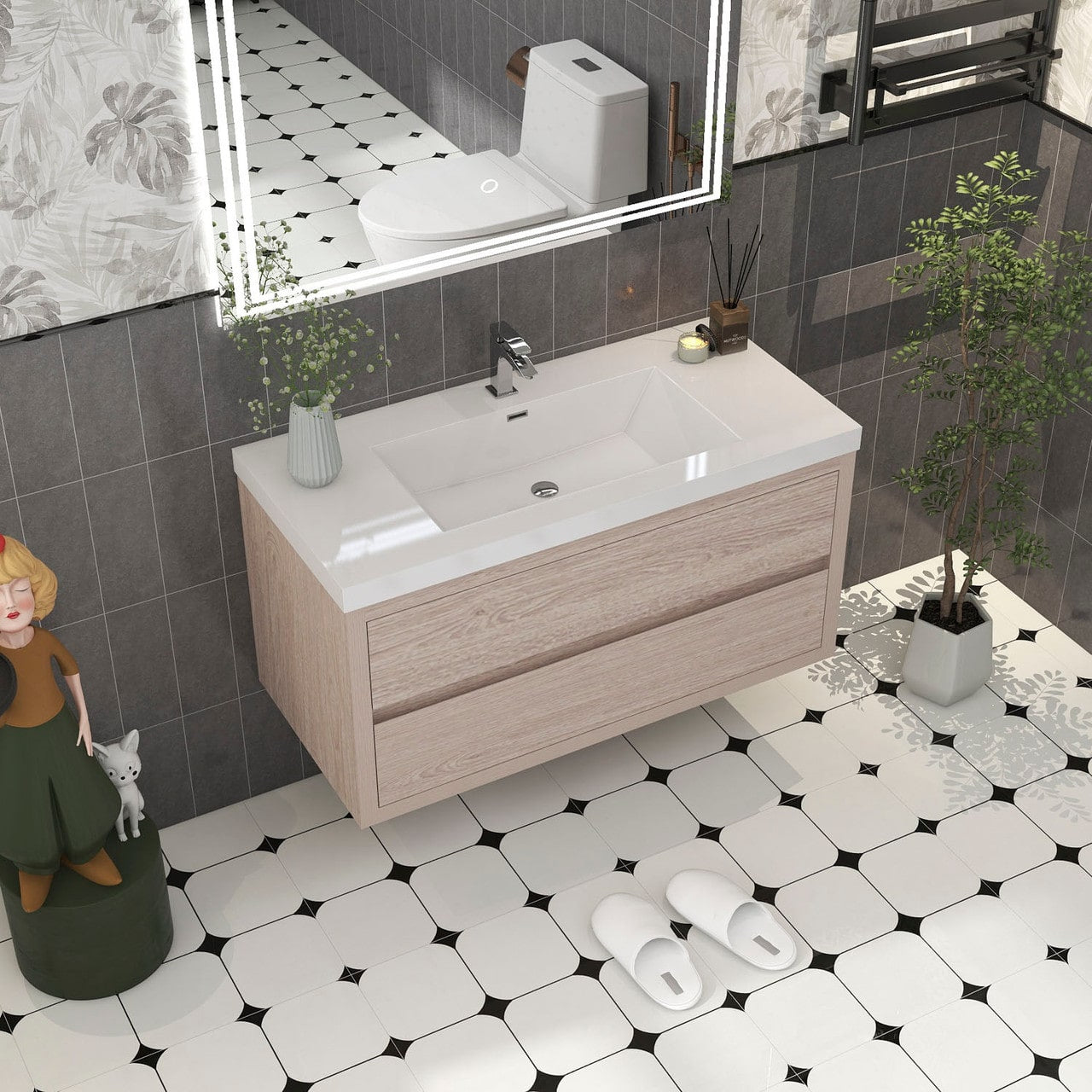 Louis 42" Modern Wall-Mounted Vanity