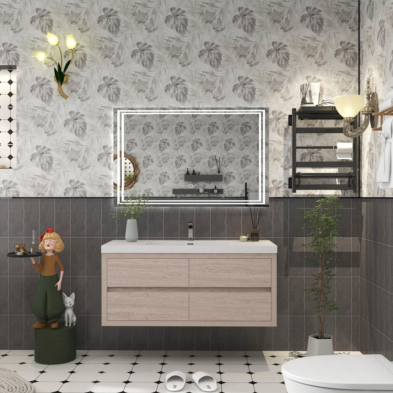 Louis 48" Modern Wall-Mounted Vanity