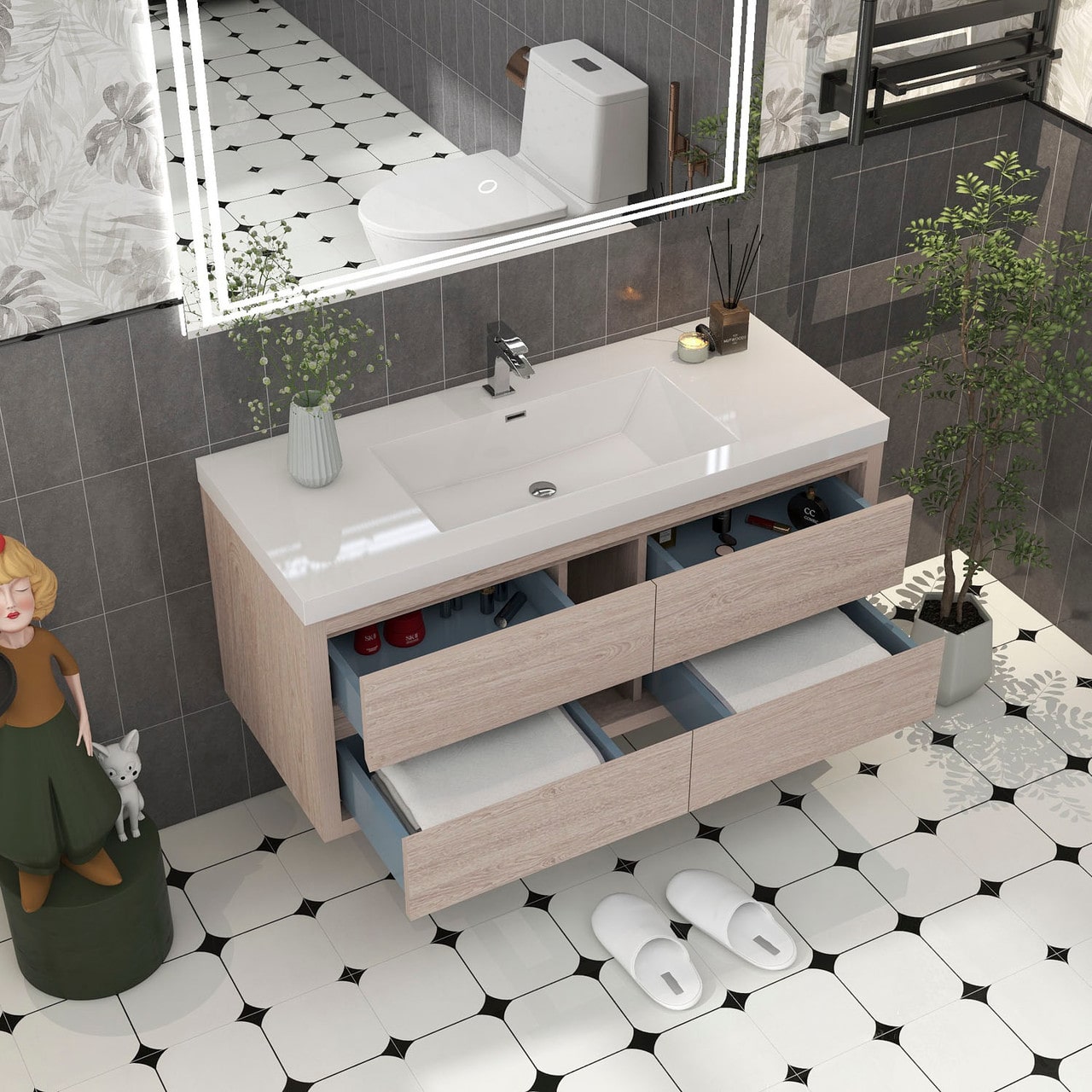 Louis 48" Modern Wall-Mounted Vanity