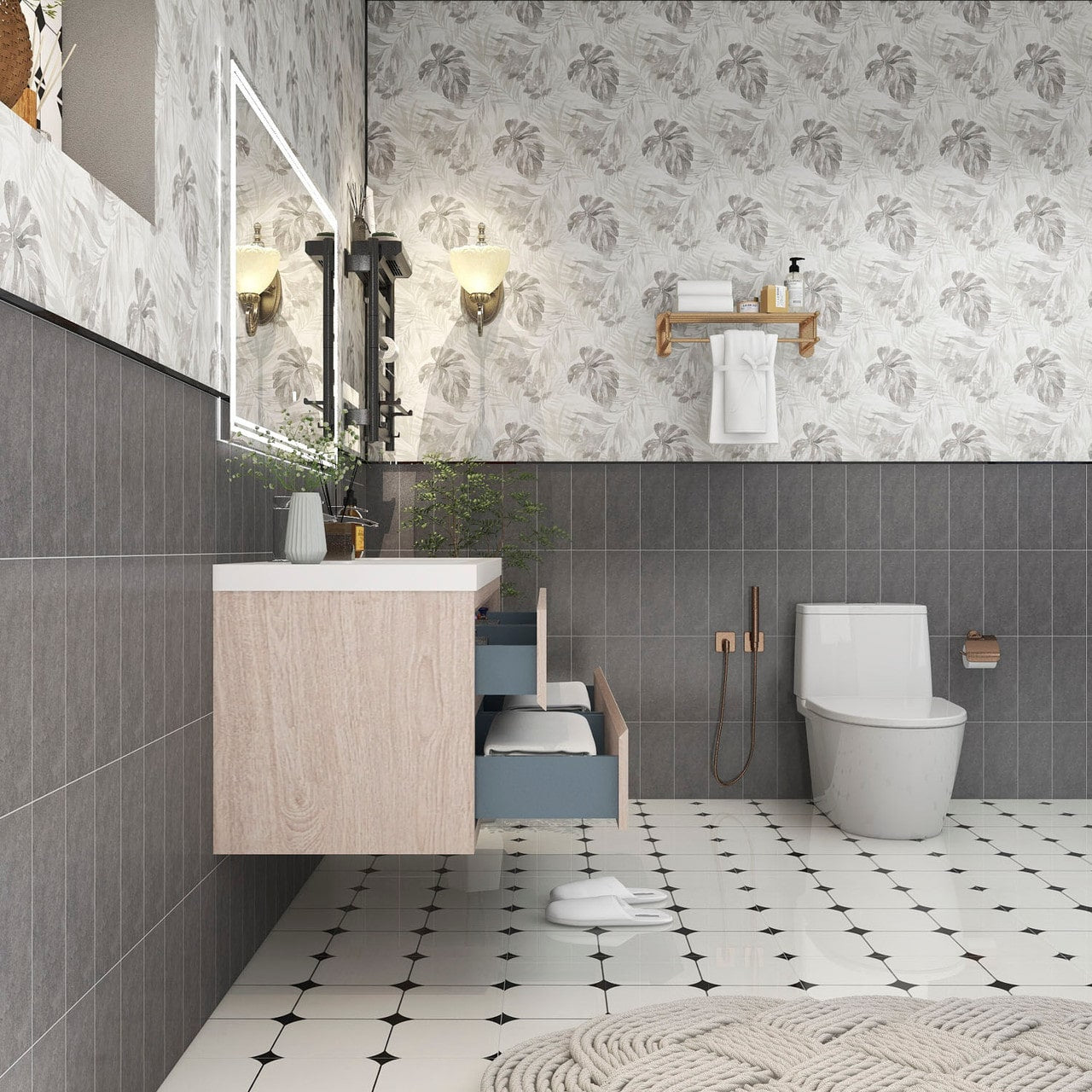 Louis 60" Modern Wall-Mounted with Double Sink