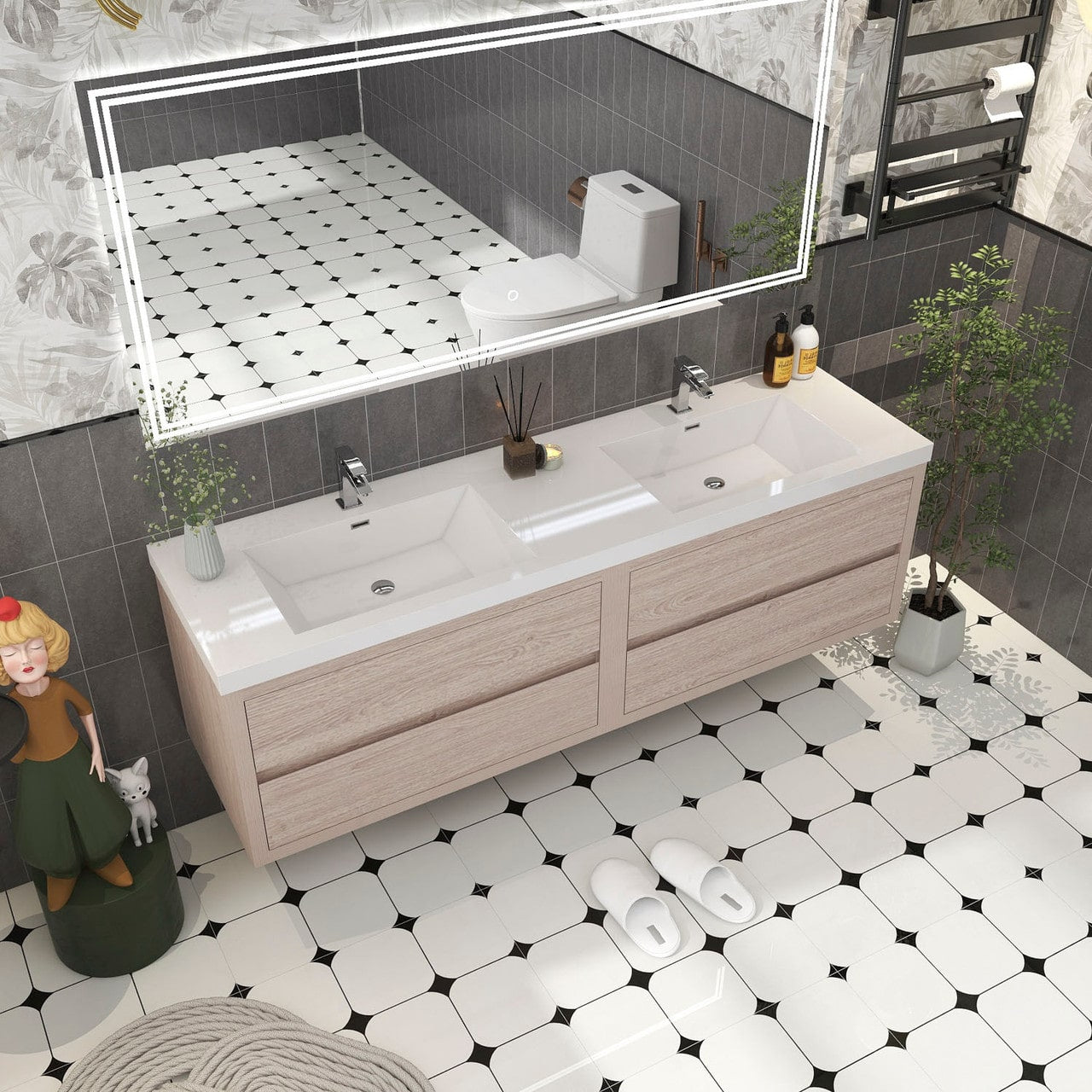 Louis 72" Modern Wall-Mounted with Double Sink
