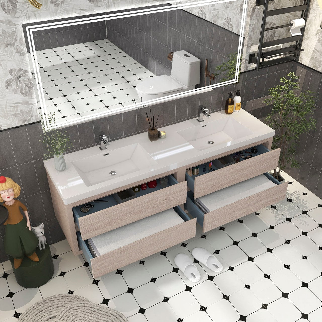 Louis 72" Modern Wall-Mounted with Double Sink
