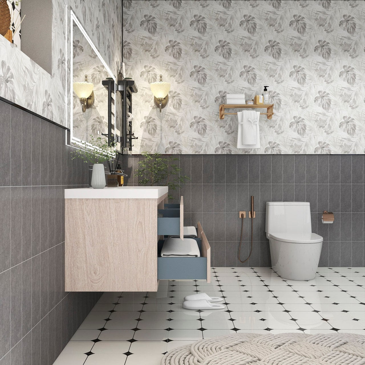 Louis 72" Modern Wall-Mounted with Double Sink