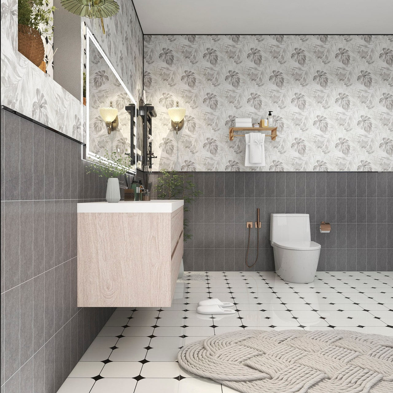 Louis 84" Modern Wall-Mounted with Double Sink