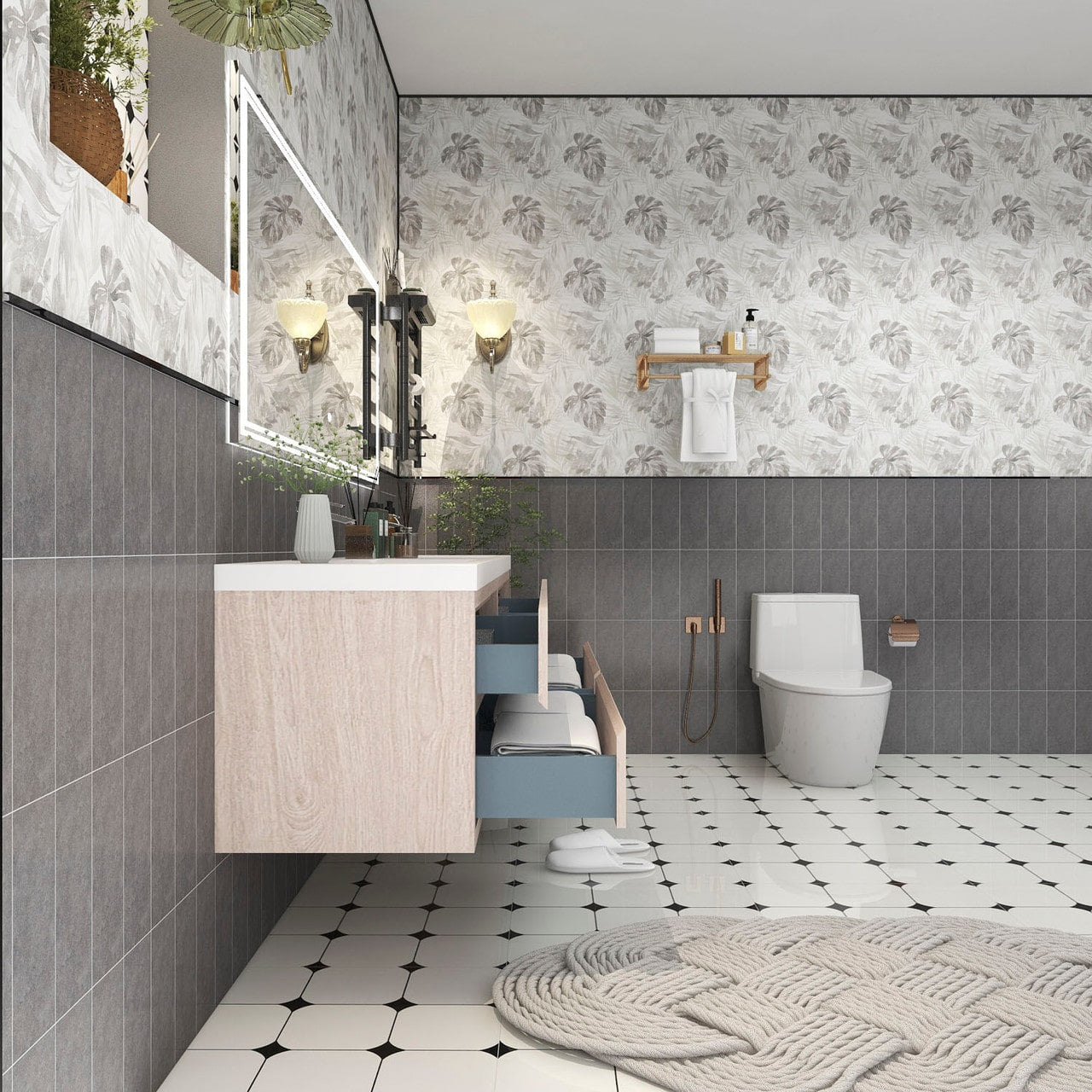 Louis 84" Modern Wall-Mounted with Double Sink