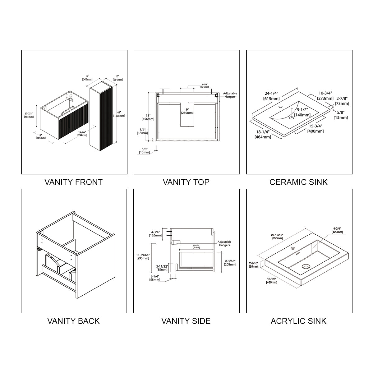 Positano 24″ Vanity with Acrylic Sink Vanity Plus - Luxury Bathroom Vanity