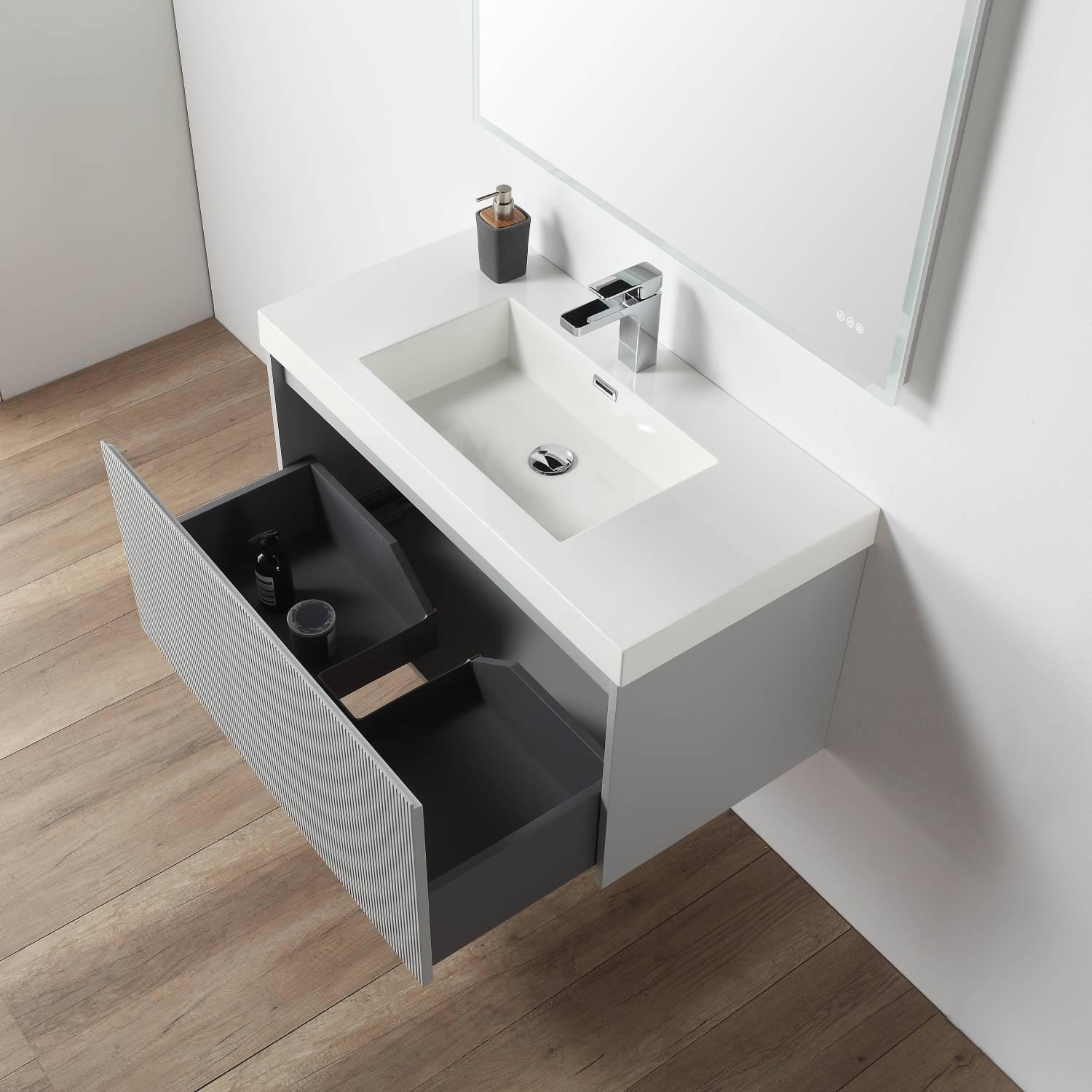 Positano 30″ Vanity with Acrylic Sink Vanity Plus - Luxury Bathroom Vanity