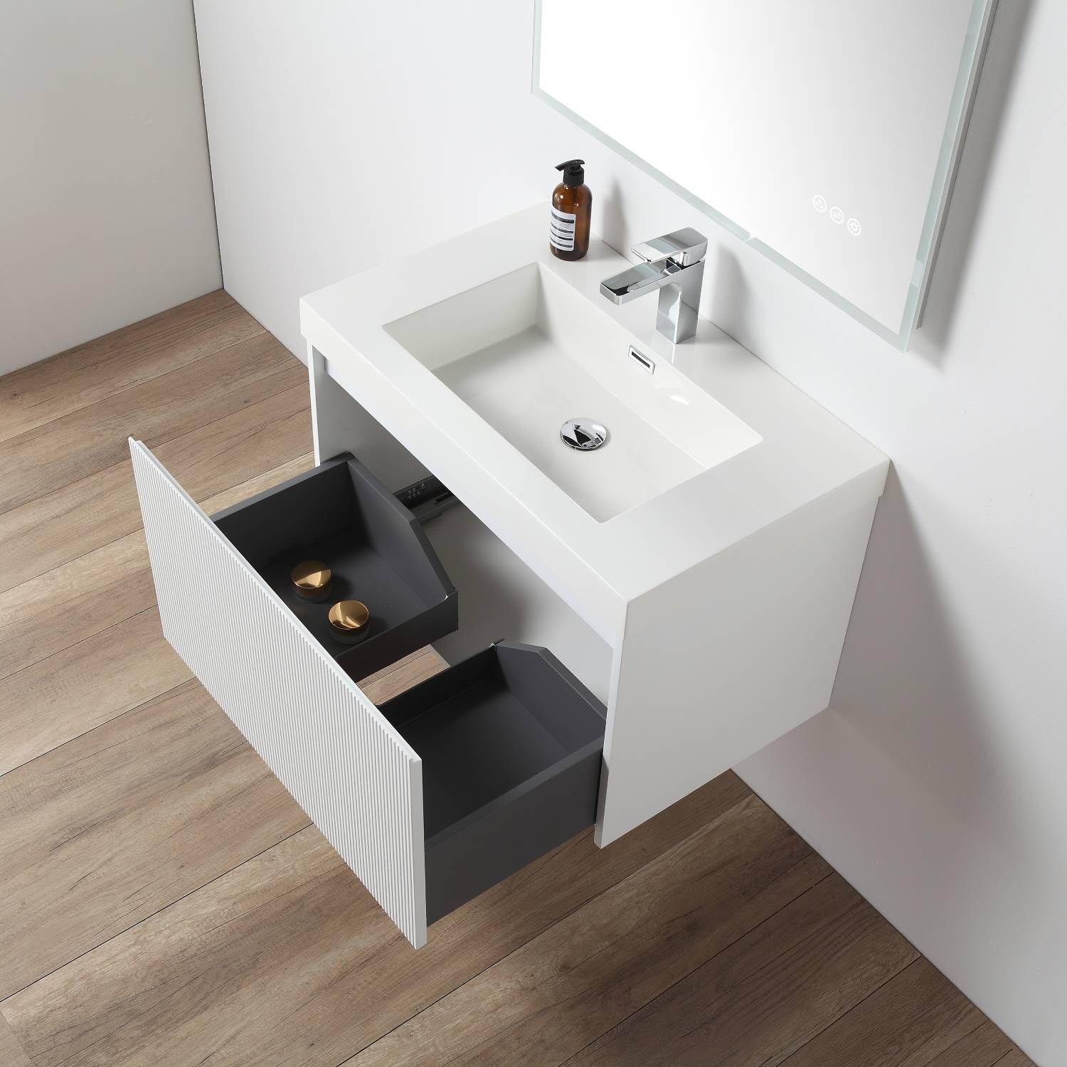 Positano 30″ Vanity with Acrylic Sink Vanity Plus - Luxury Bathroom Vanity