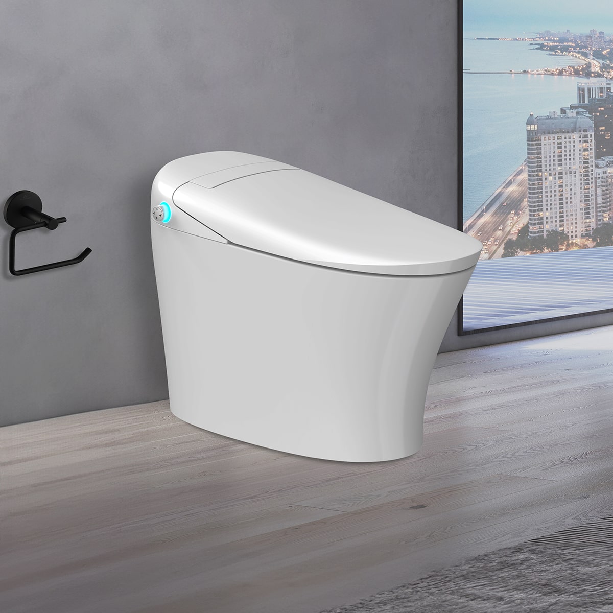 Smart toilet installation in a traditional lavatory, providing the perfect blend of modern convenience and vintage bathroom aesthetics