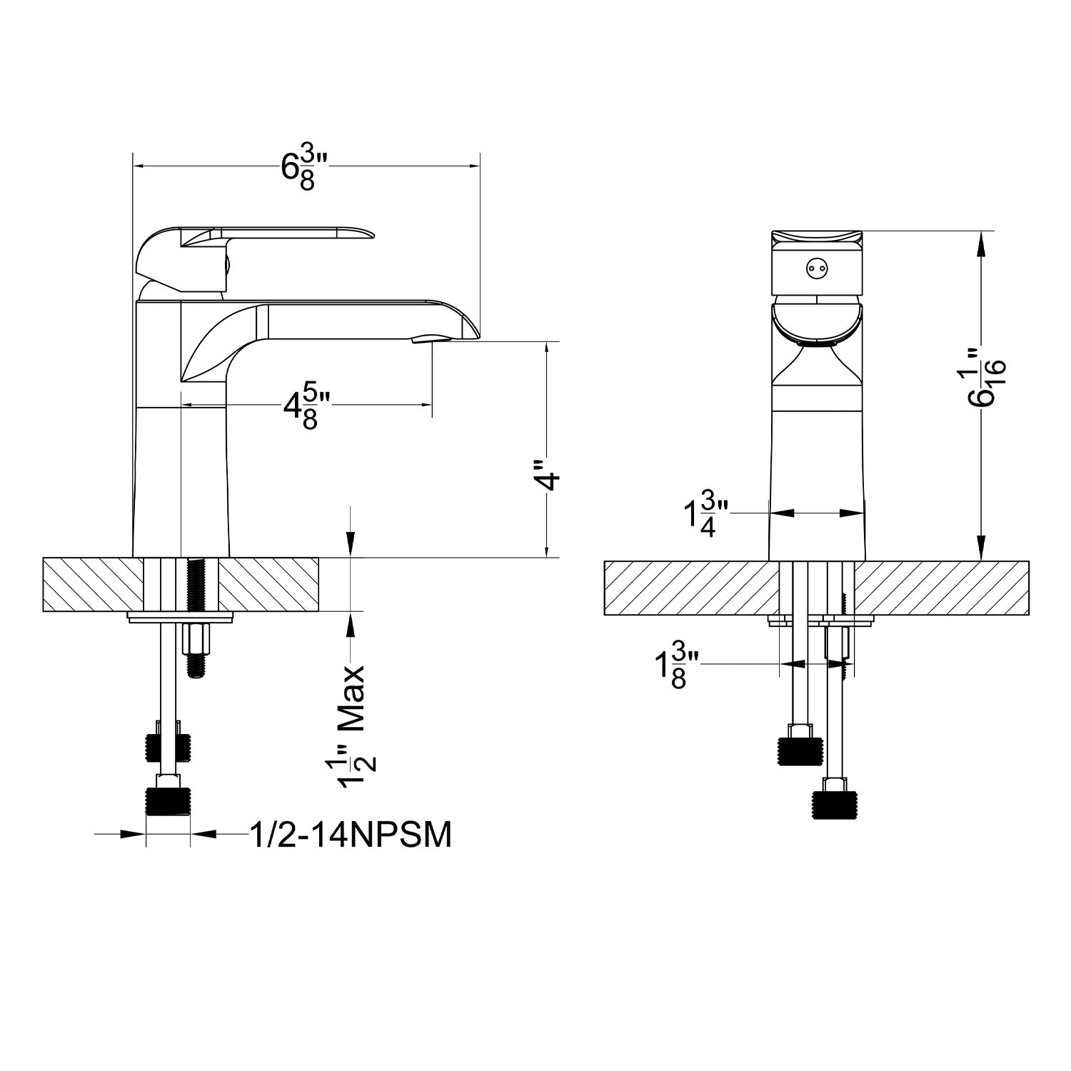 Single Handle Lavatory Faucet Cascade Vanity Plus