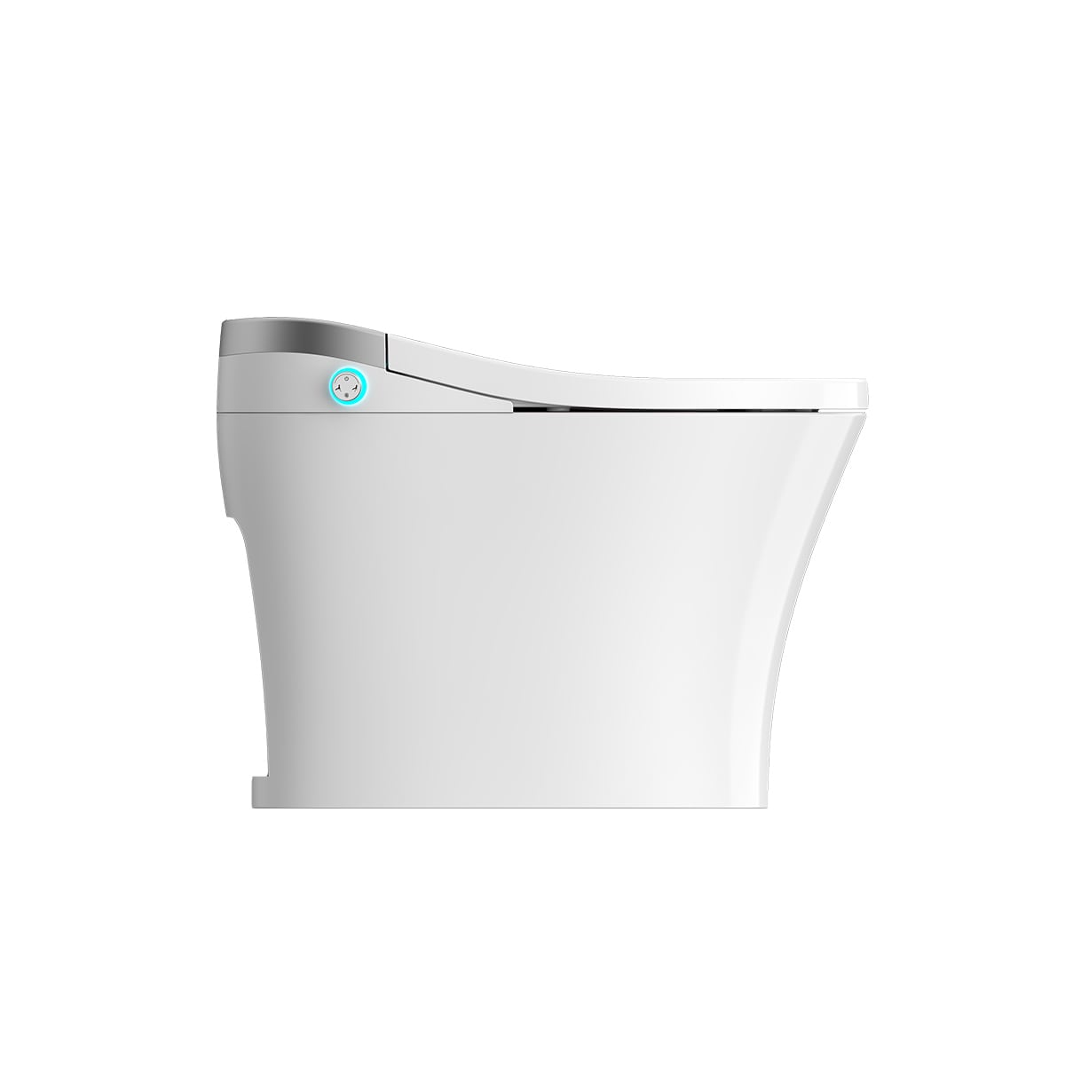 A smart toilet installed in a traditional lavatory, offering advanced features like automatic flushing and heated seats in a classic setting