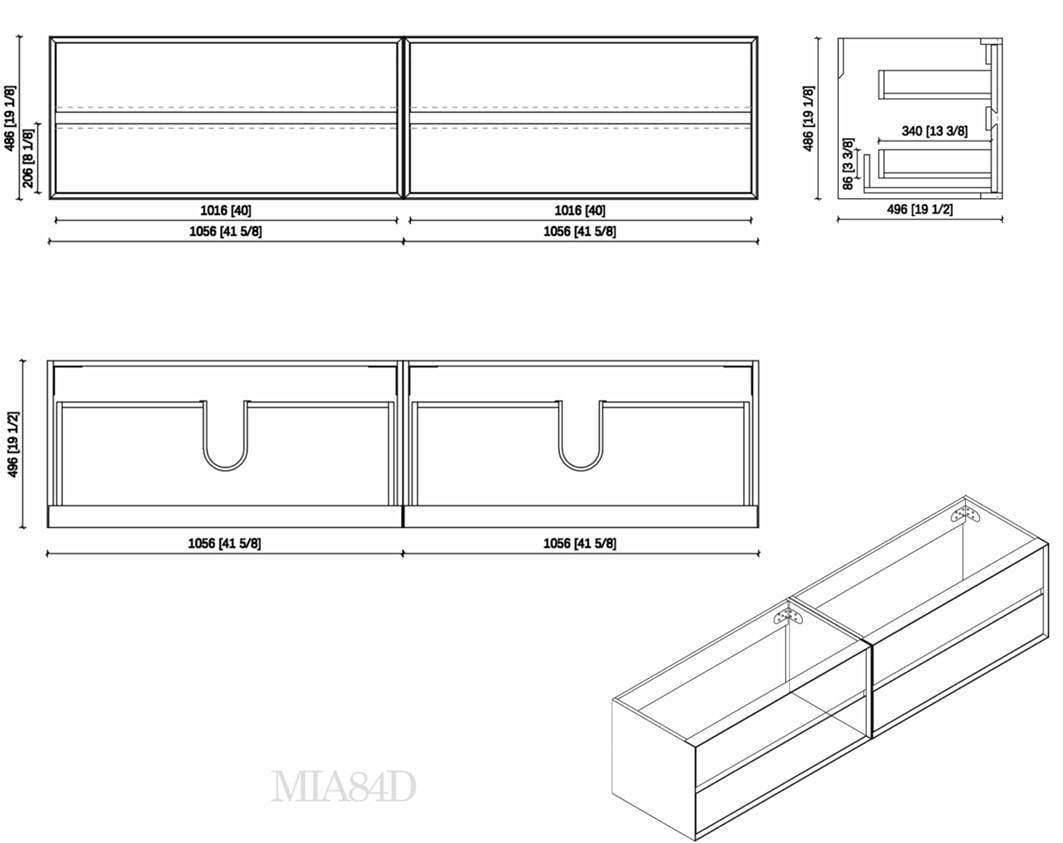MAX 84" Wall Mounted Vanity with Double Sink
