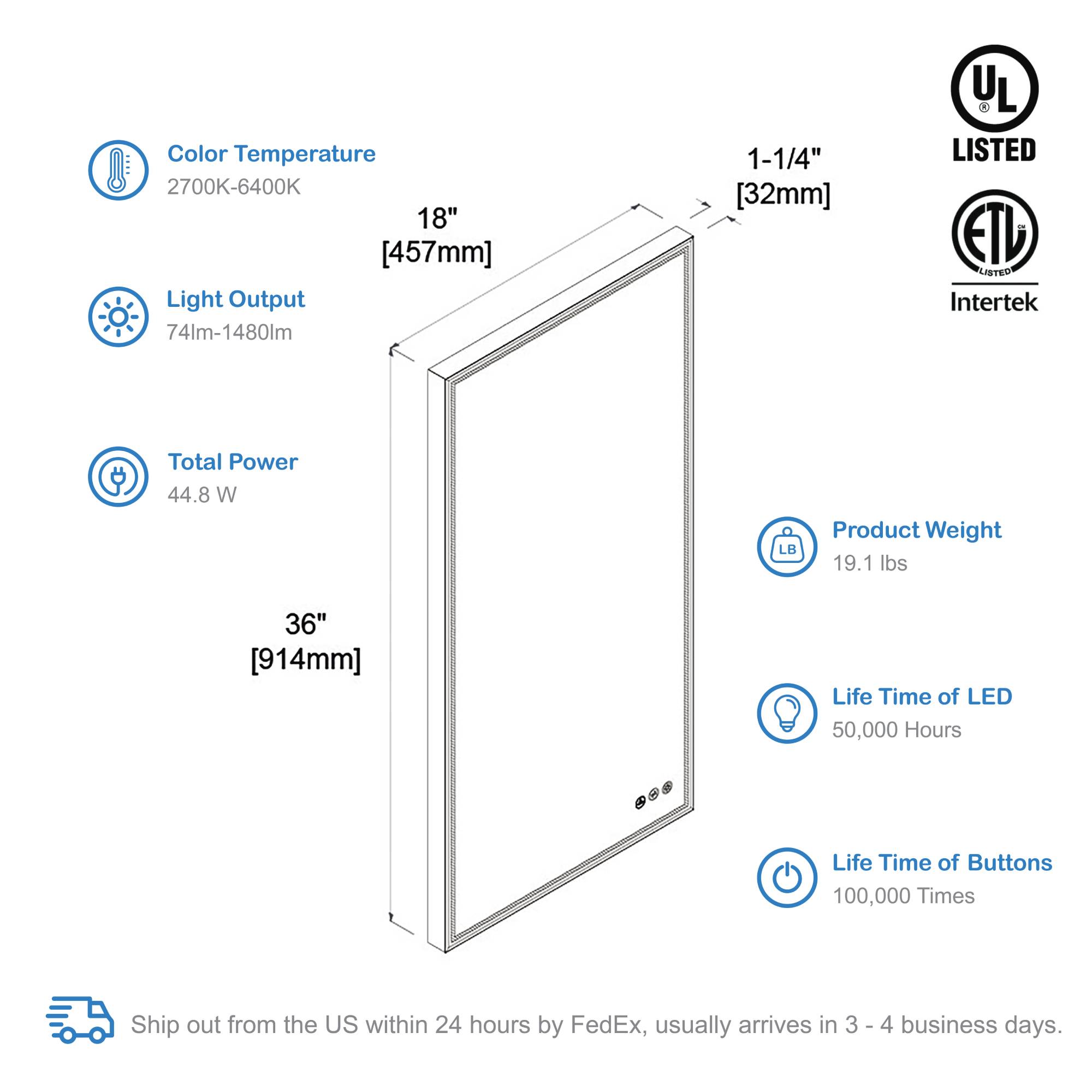 Stellar 18 Inch LED Mirror Vanity Plus