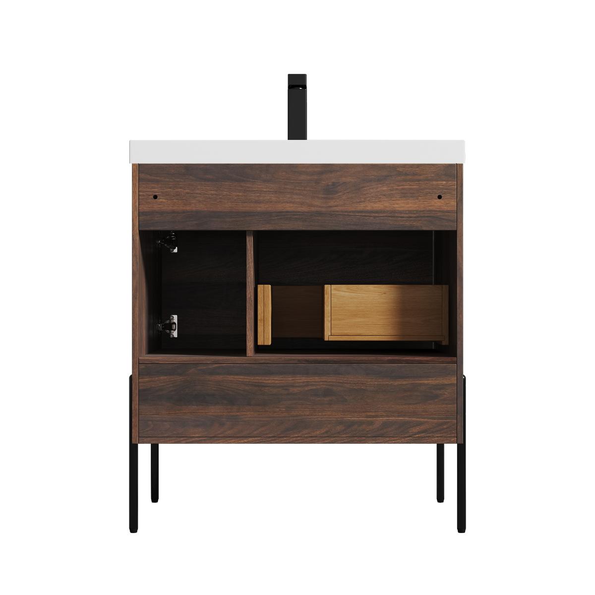 Turin 30″ Walnut Bathroom Vanity and Sink - Modern Bathroom Vanity