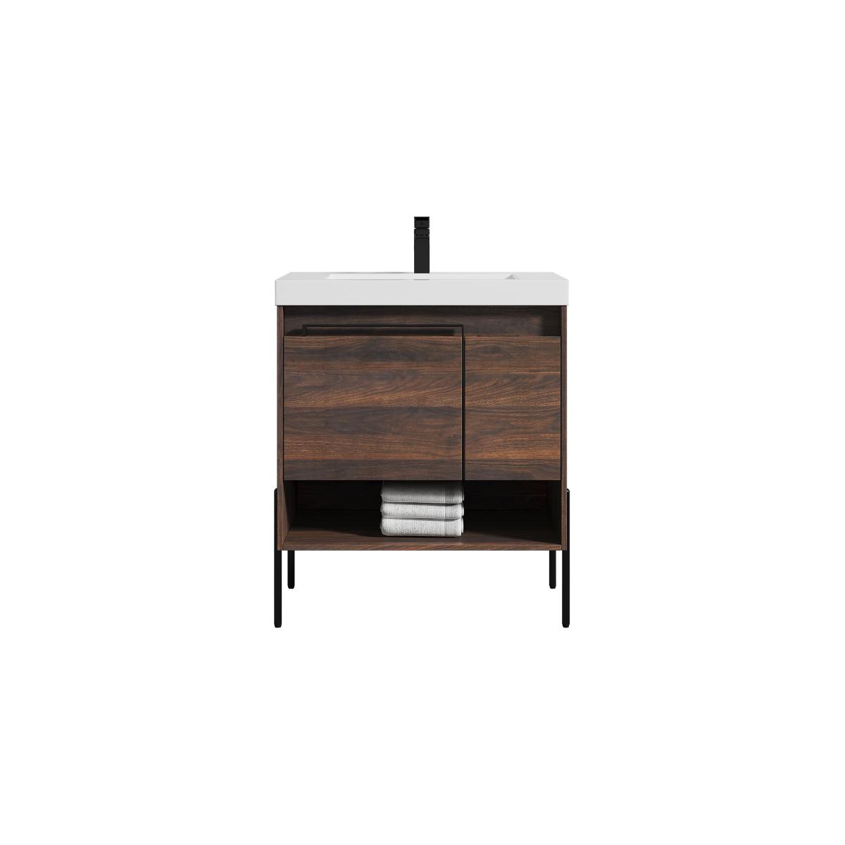 Turin 30″ Cali Walnut Bathroom Vanity with Sink - Modern Bathroom Vanity