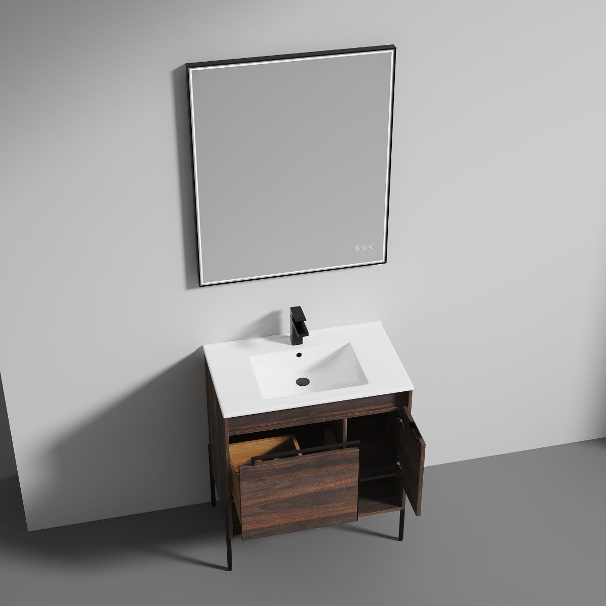 Turin 30″ Cali Walnut Bathroom Vanity with Sink - Modern Bathroom Vanity