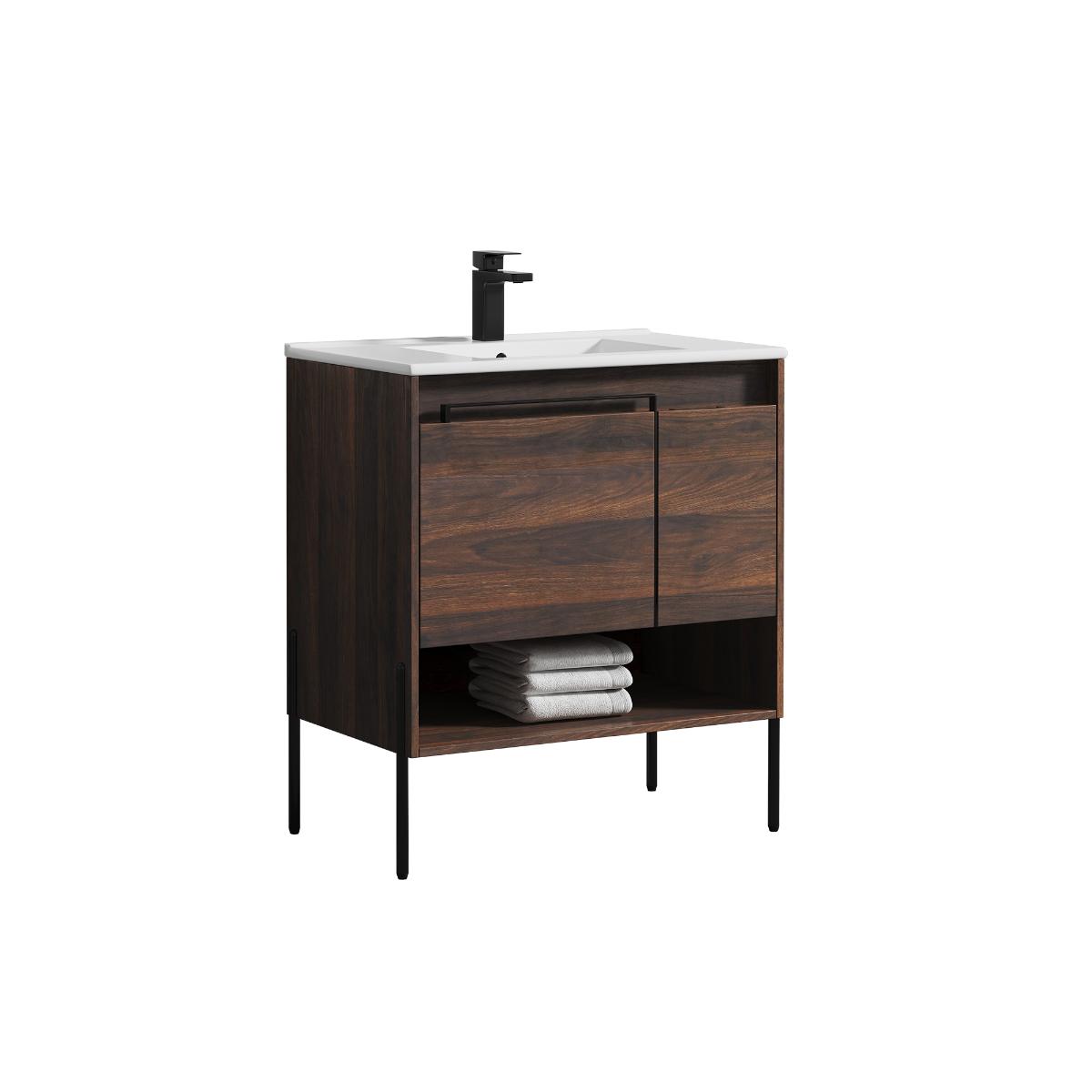 Turin 30″ Cali Walnut Bathroom Vanity with Sink - Modern Bathroom Vanity