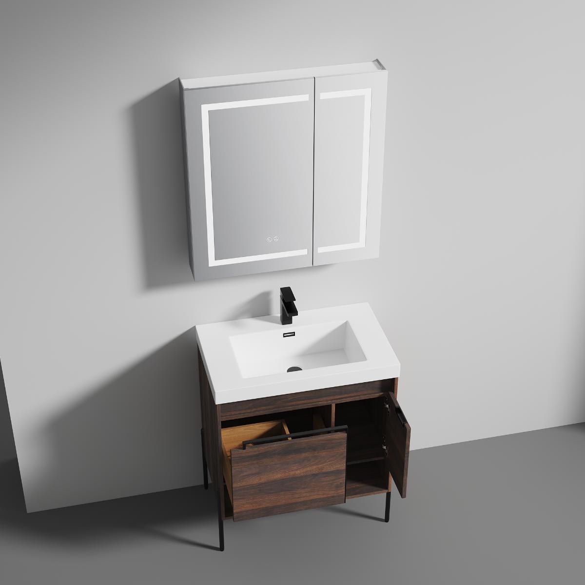 Turin 30″ Cali Walnut Bathroom Vanity with Sink - Modern Bathroom Vanity