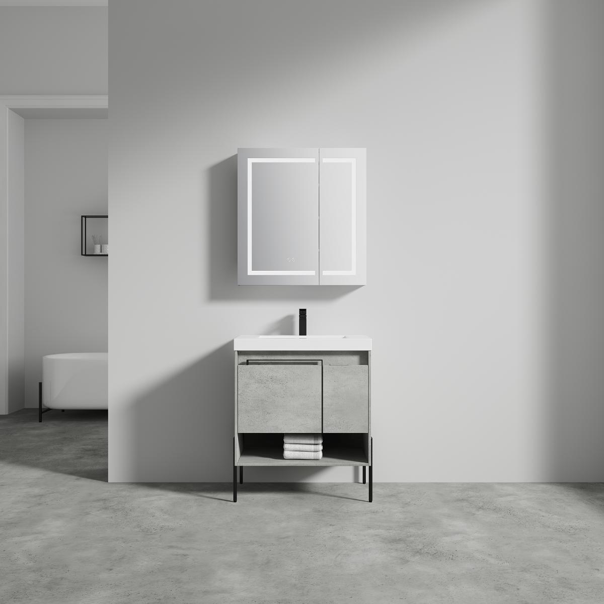 Turin 30″ Grey Bathroom Vanity with Top - Modern Bathroom Vanity