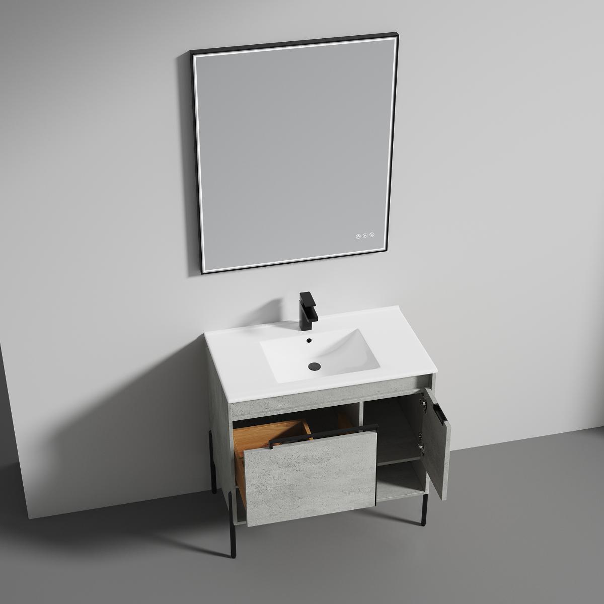 Turin 30″ Grey Bathroom Vanity with Top - Modern Bathroom Vanity