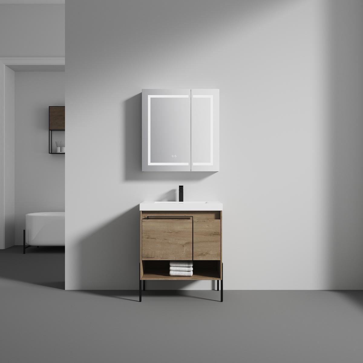 Turin 30″ Oak Bathroom Vanity with Sink - Modern Bathroom Vanity