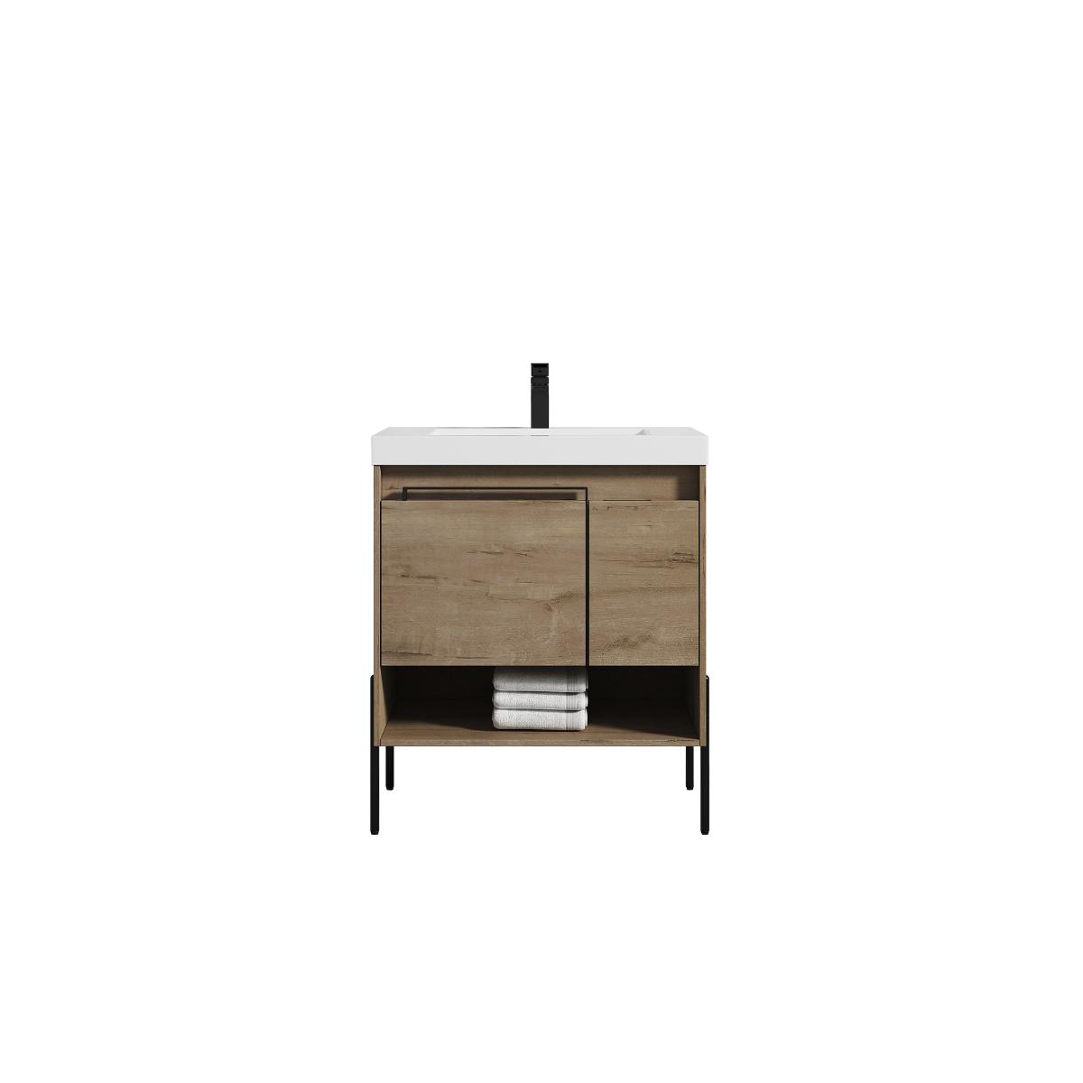 Turin 30″ Oak Bathroom Vanity with Top - Modern Bathroom Vanity