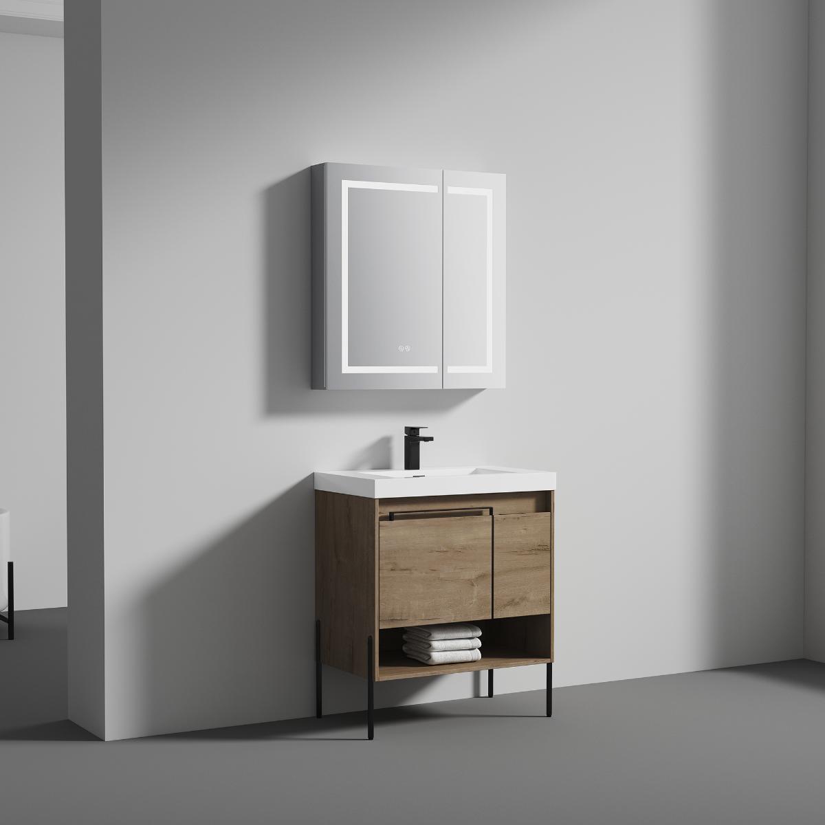 Turin 30″ Oak Bathroom Vanity with Top - Modern Bathroom Vanity