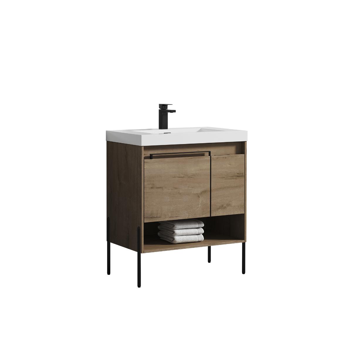 Turin 30″ Oak Bathroom Vanity with Sink - Modern Bathroom Vanity