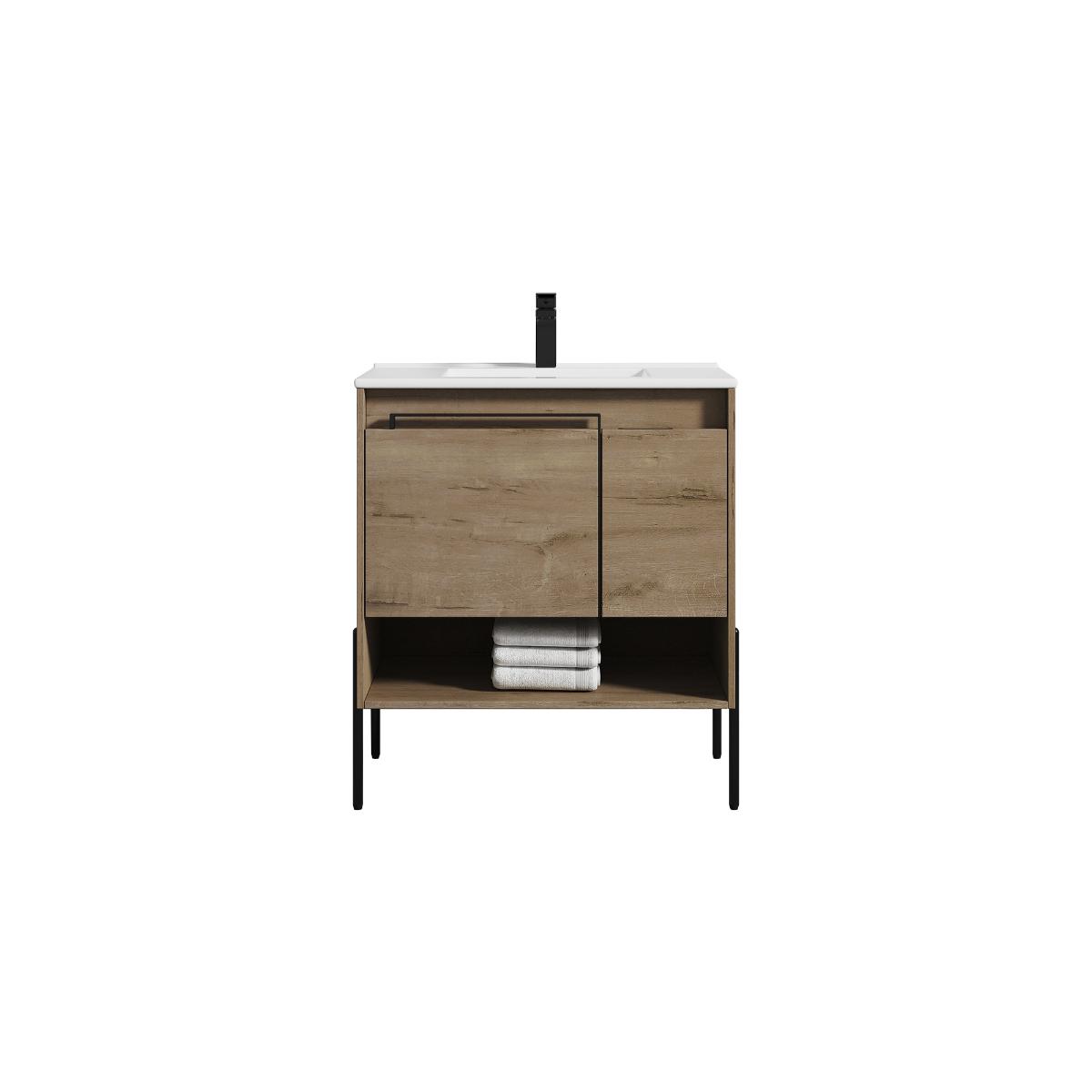 Turin 30" Classic Oak Ceramic Sink - Modern Bathroom Vanity