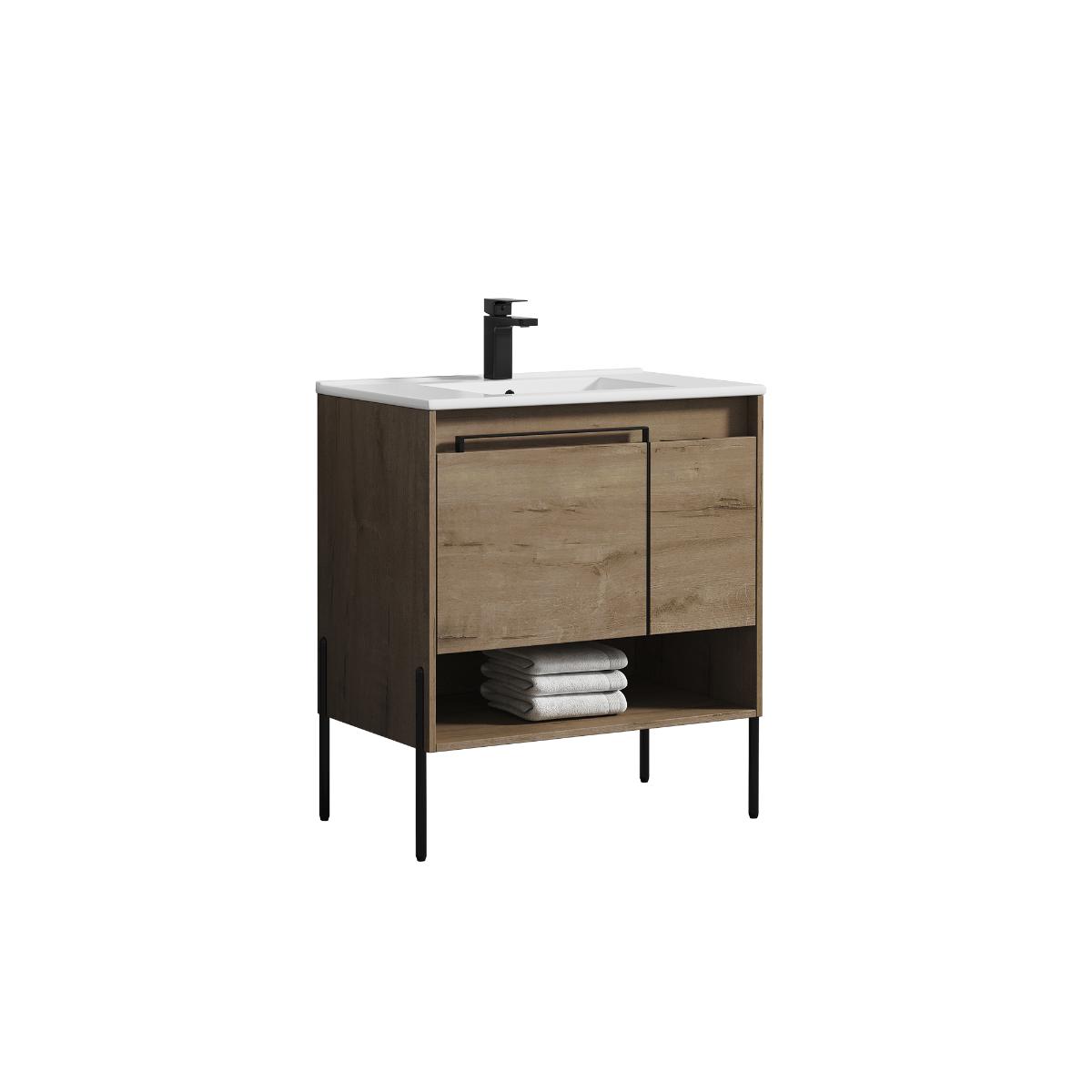 Turin 30″ Oak Bathroom Vanity with Sink - Modern Bathroom Vanity