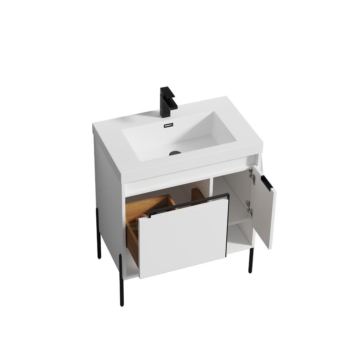 Turin 30″ White Bathroom Vanity with Sink - Modern Bathroom Vanity