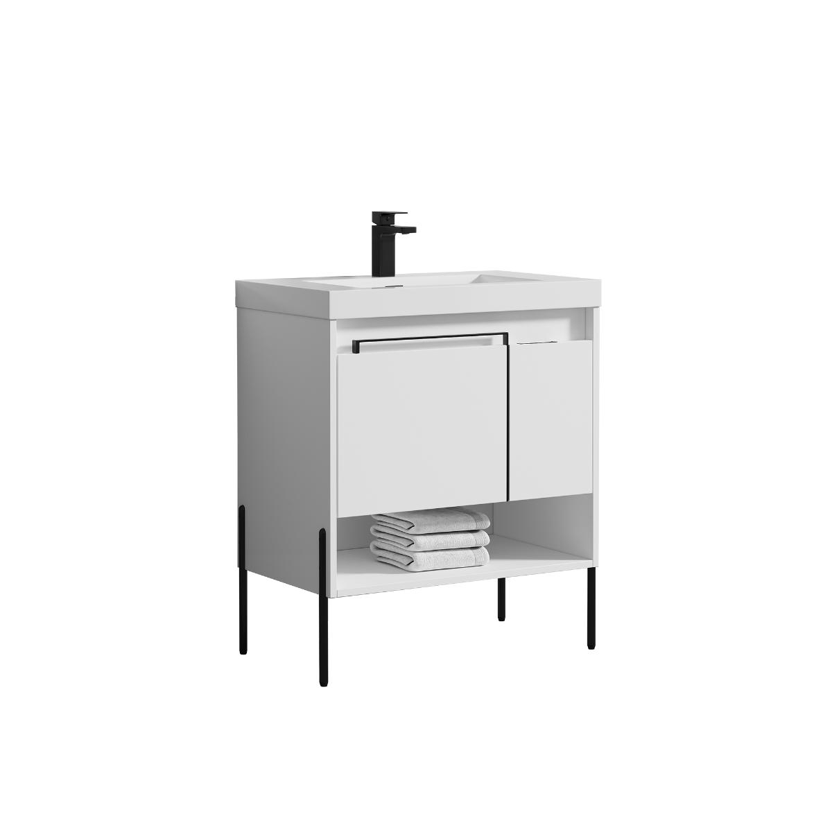 Turin 30″ White Bathroom Vanity with Sink - Modern Bathroom Vanity