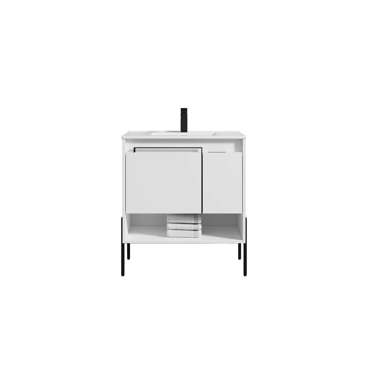 Turin 30″ White Bathroom Vanity with Top - Modern Bathroom Vanity