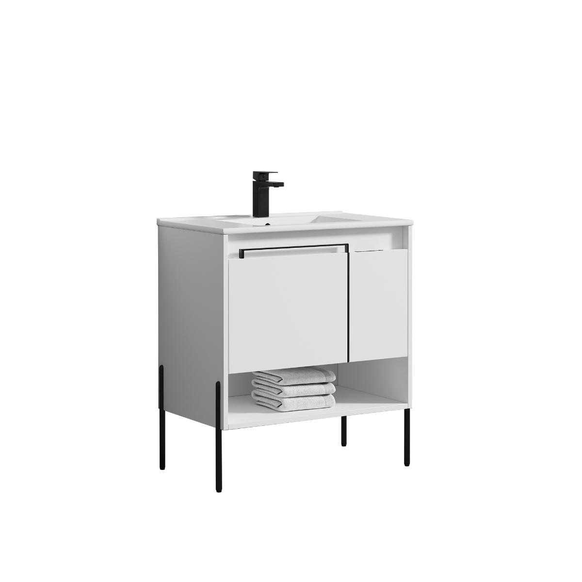 Turin 30″ White Bathroom Vanity with Top - Modern Bathroom Vanity