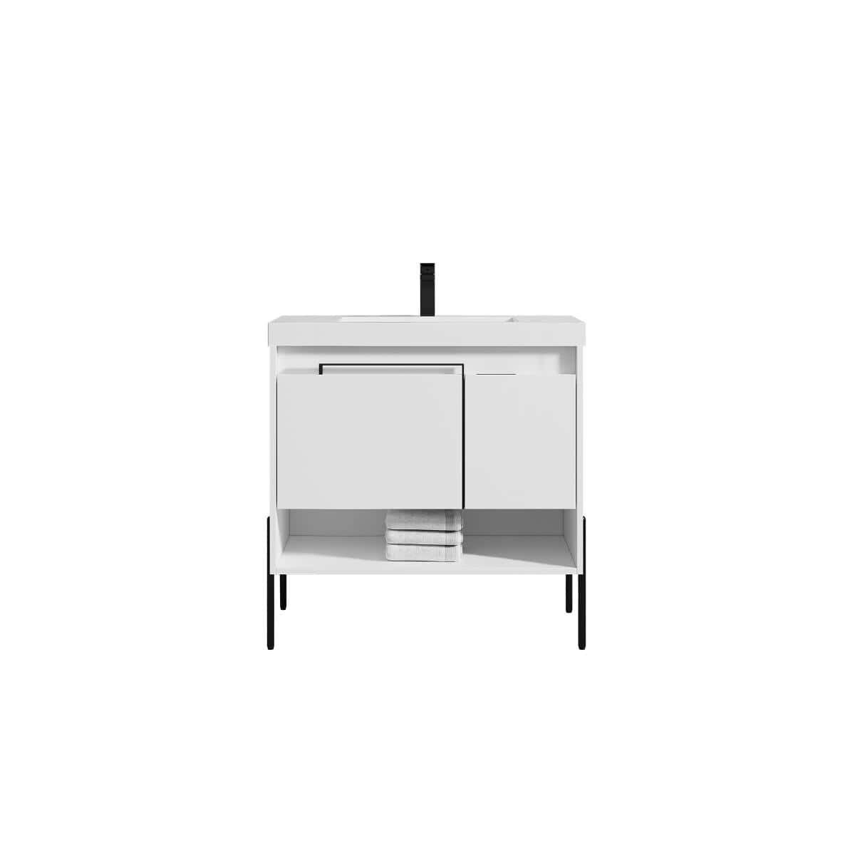 Turin 36″ White Vanity with Top - Modern Bathroom Vanity