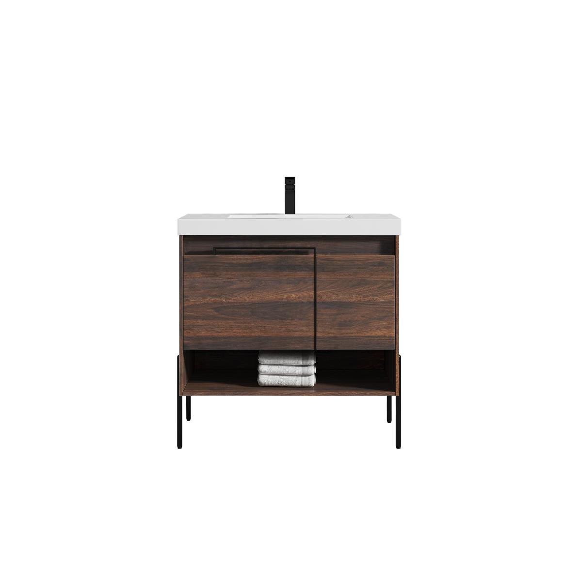 Turin 36 Cali Walnut Acrylic Sink - Modern Bathroom Vanity