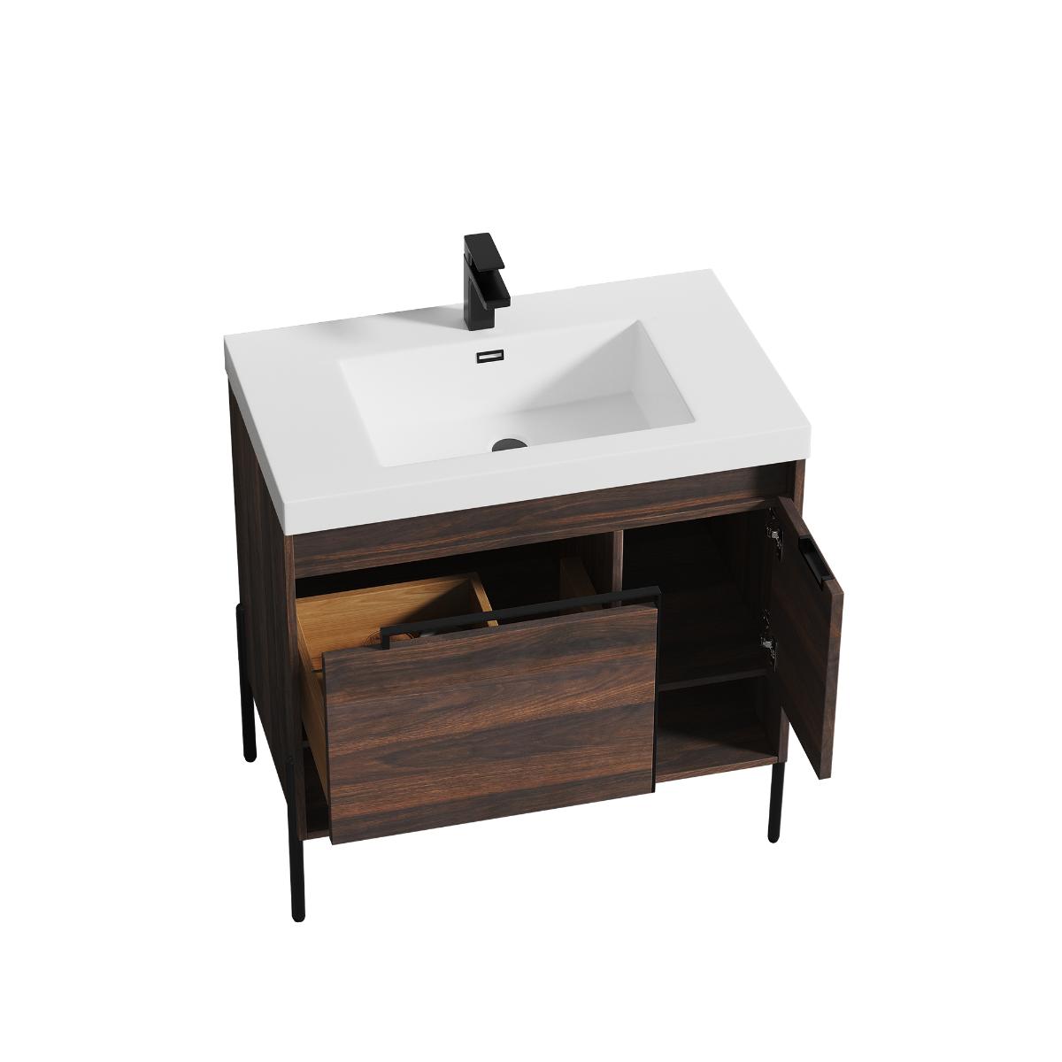 Turin 36 Cali Walnut Vanity with Acrylic Sink - Modern Bathroom Vanity