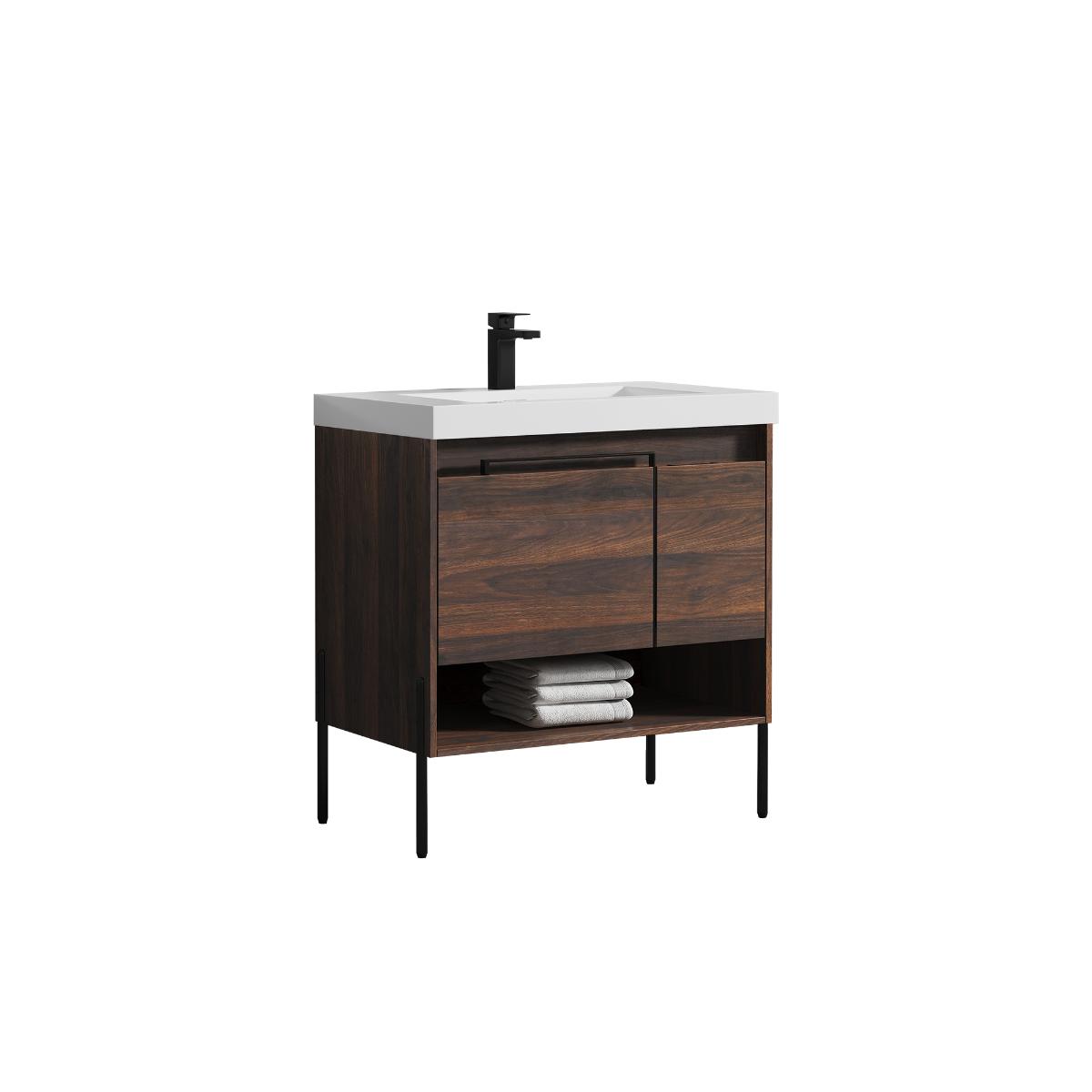 Turin 36 Cali Walnut with Acrylic Sink - Modern Bathroom Vanity