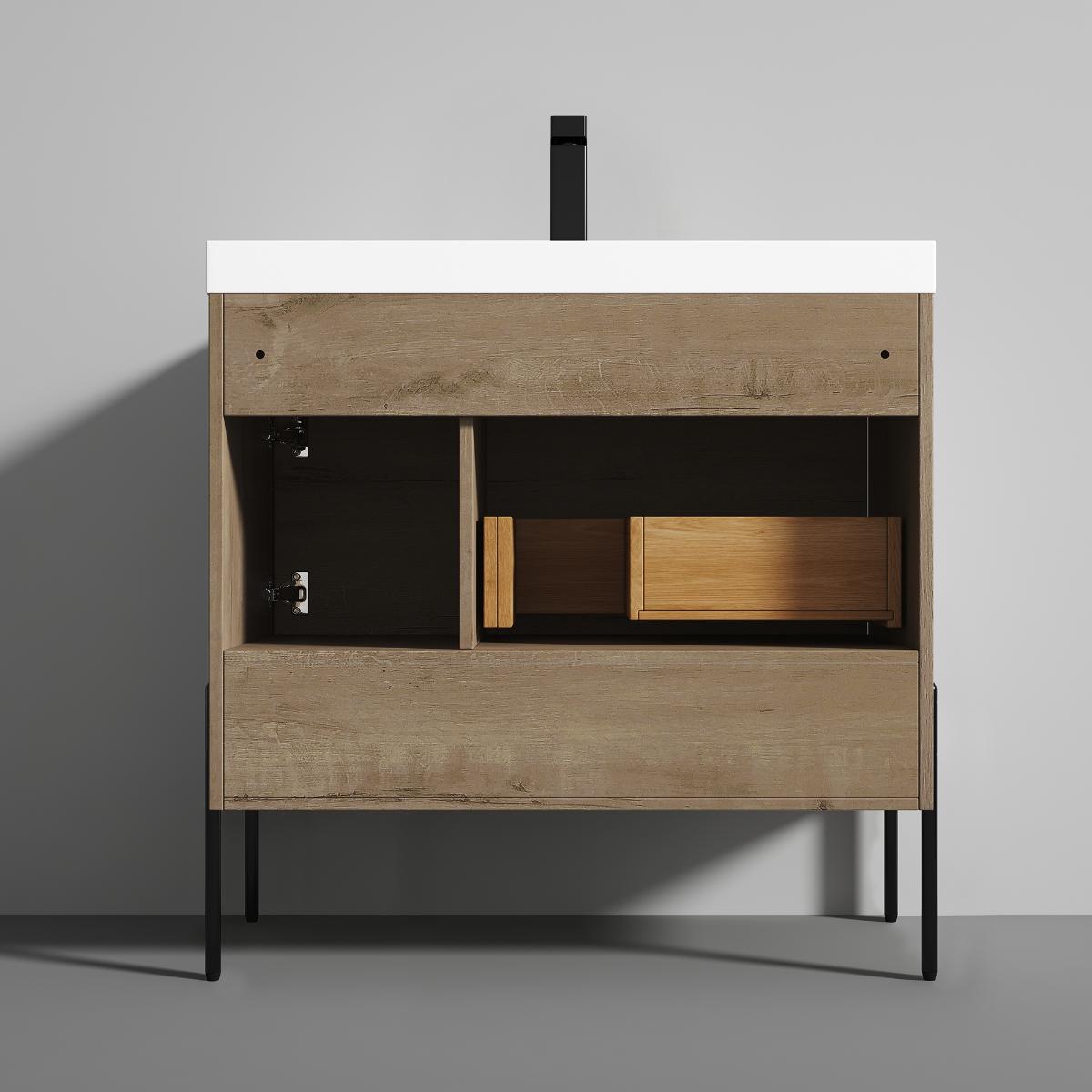 Turin 36″ Oak Vanity with Top - Modern Bathroom Vanity