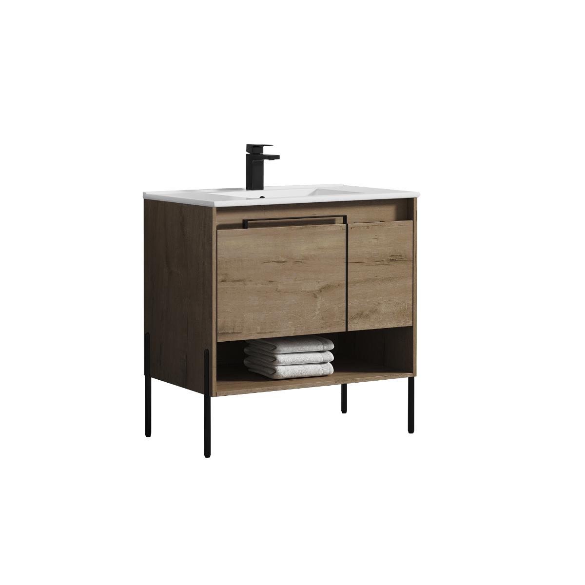 Turin 36″ Oak Vanity with Top - Modern Bathroom Vanity