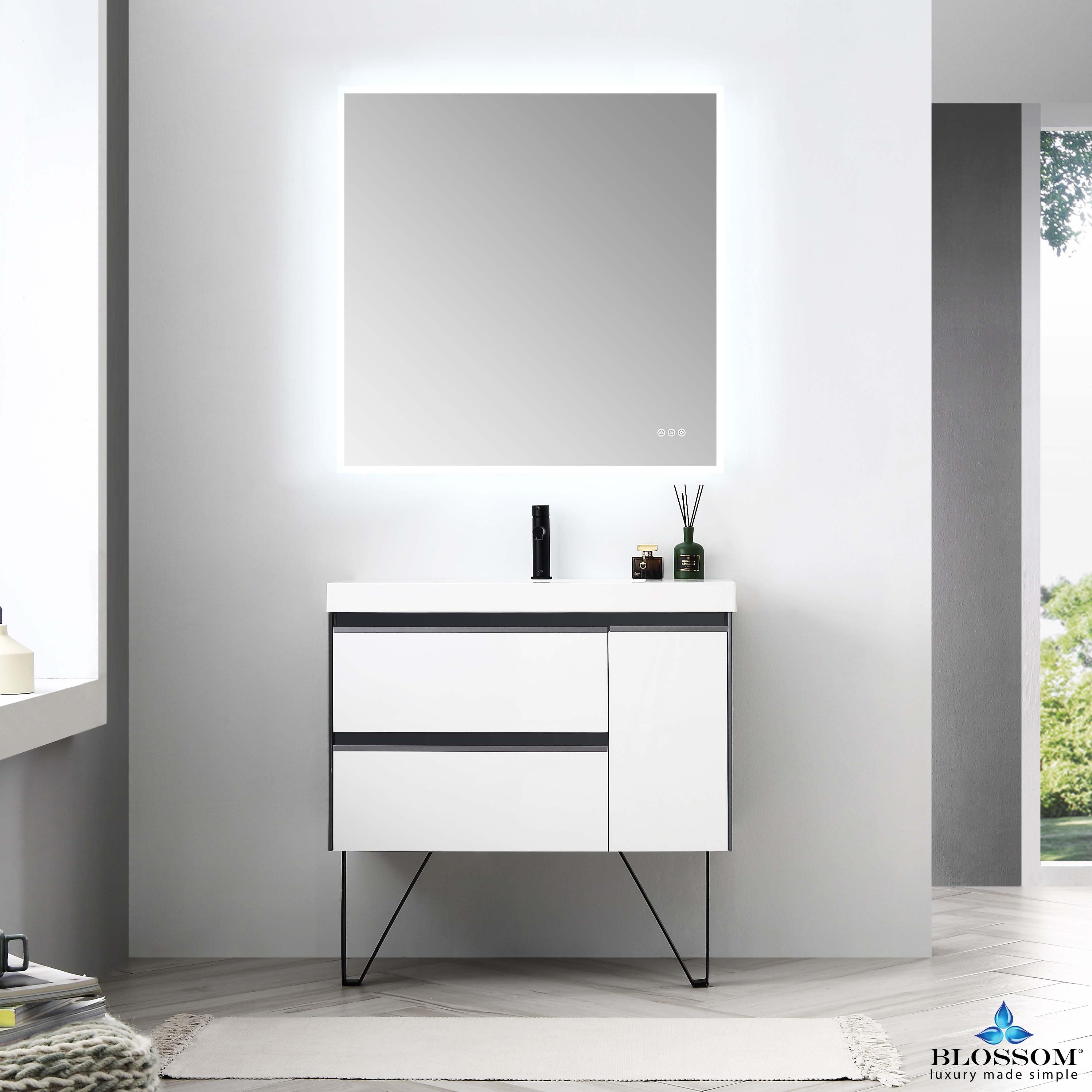 Berlin 36" Wall Mount Vanity with Sink Top - Modern Bathroom Vanity