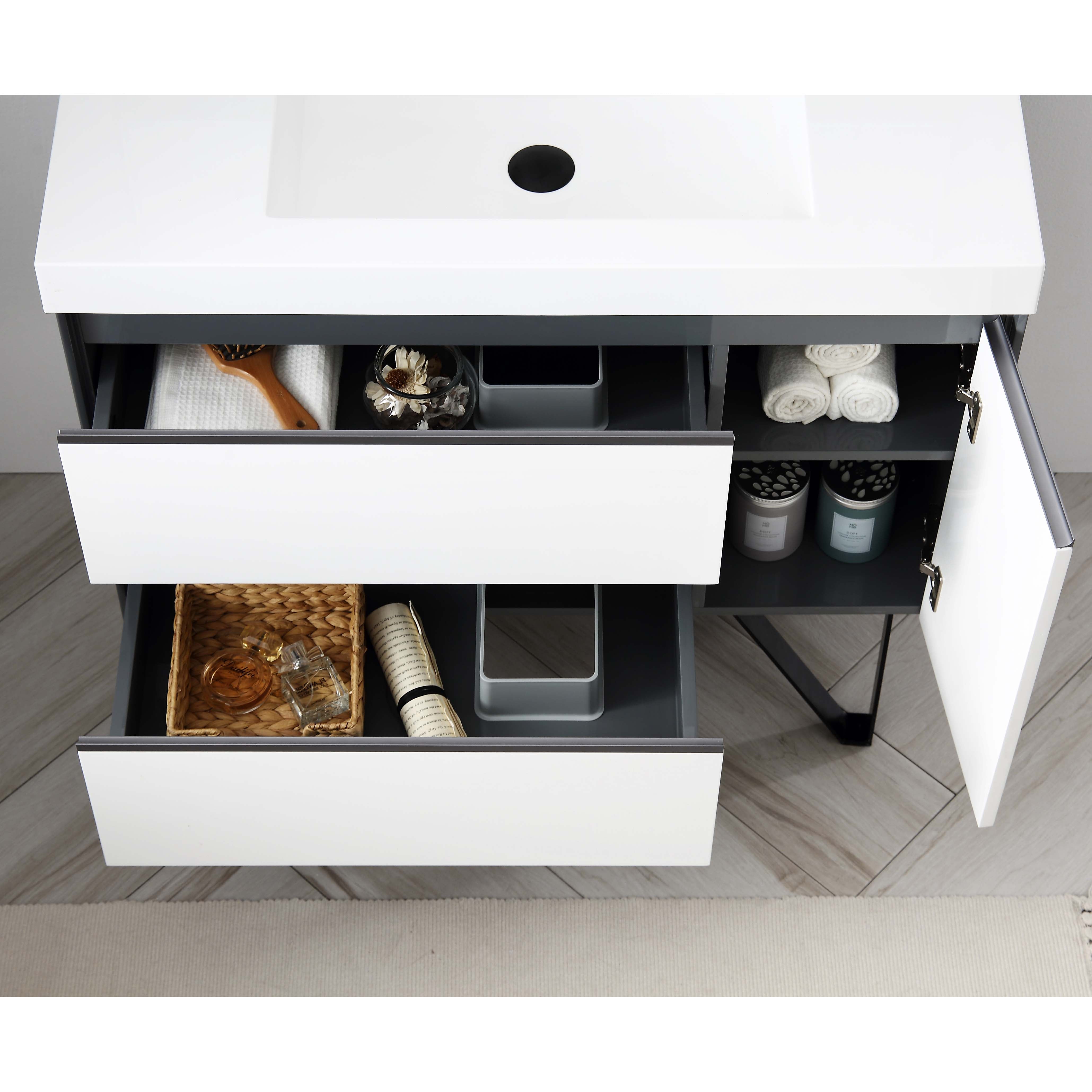 Berlin 36" Wall Mount Vanity with Sink Top - Modern Bathroom Vanity