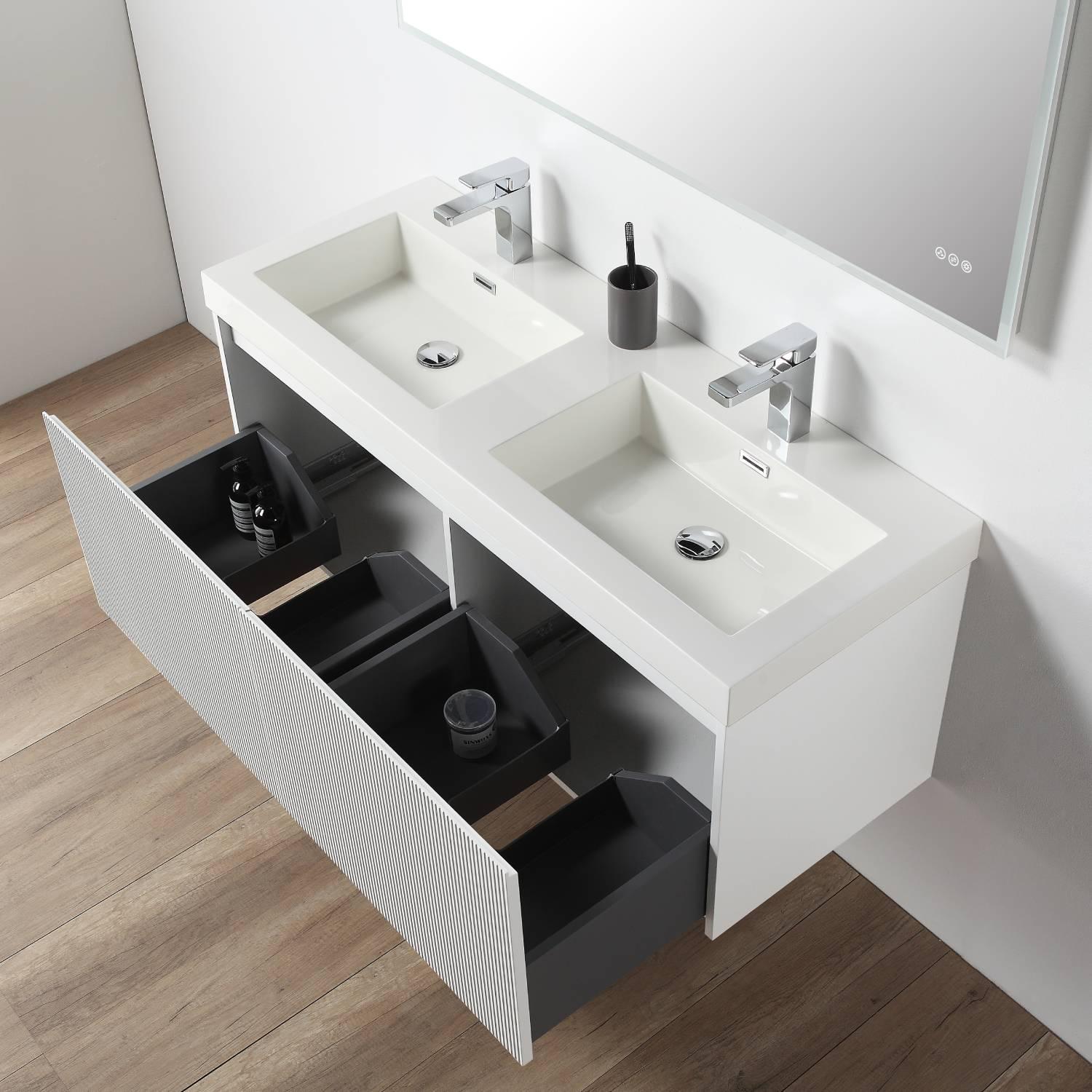 Positano 48" Luxury Double Bathroom Vanity with Acrylic Sink